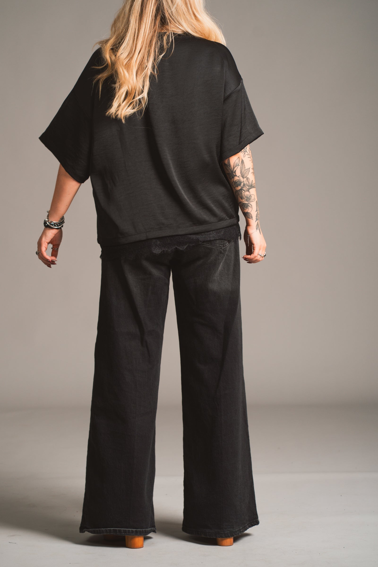 Roxy Lace Trim Satin Tee