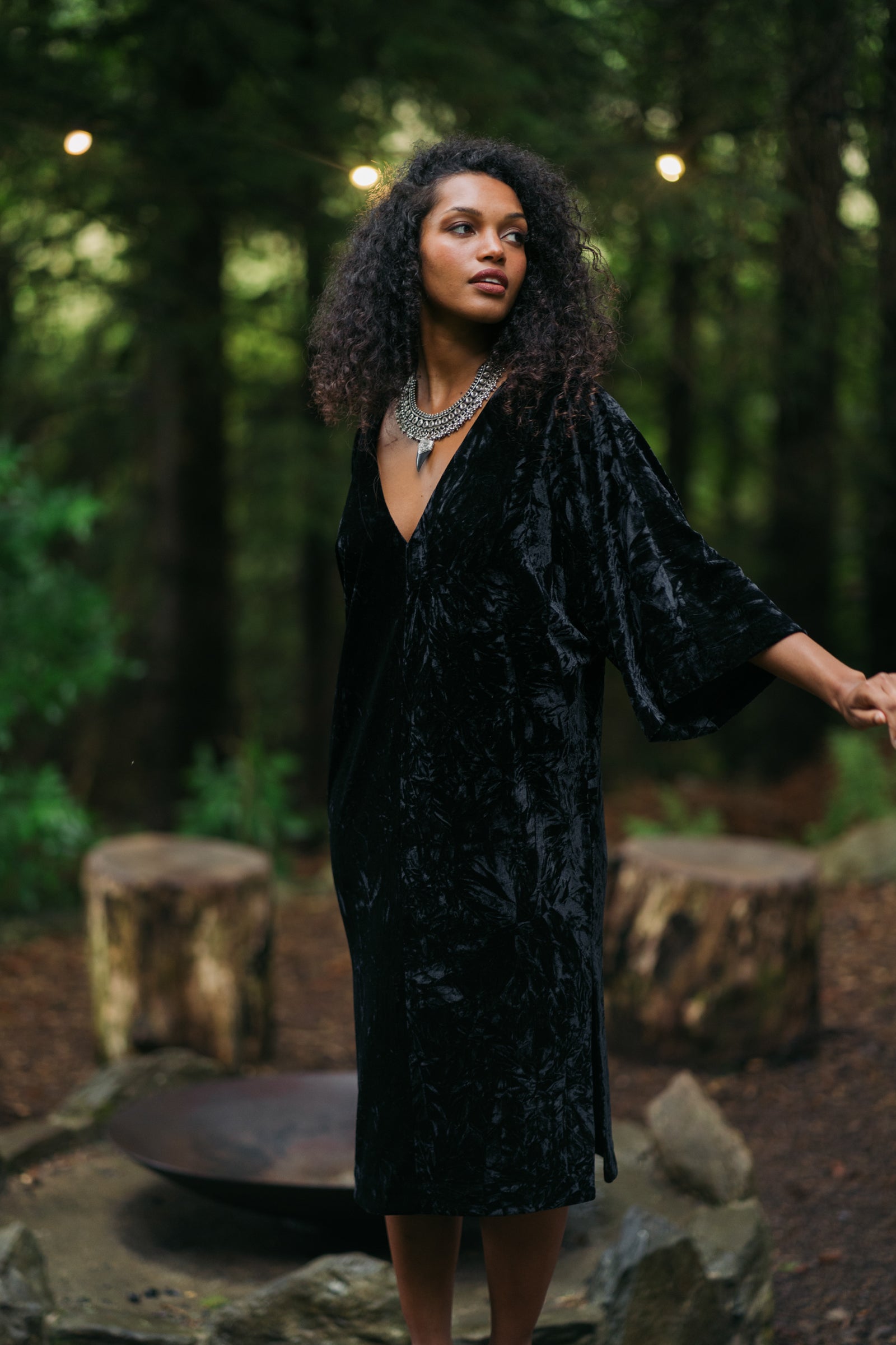 Black velvet midi dress on sale