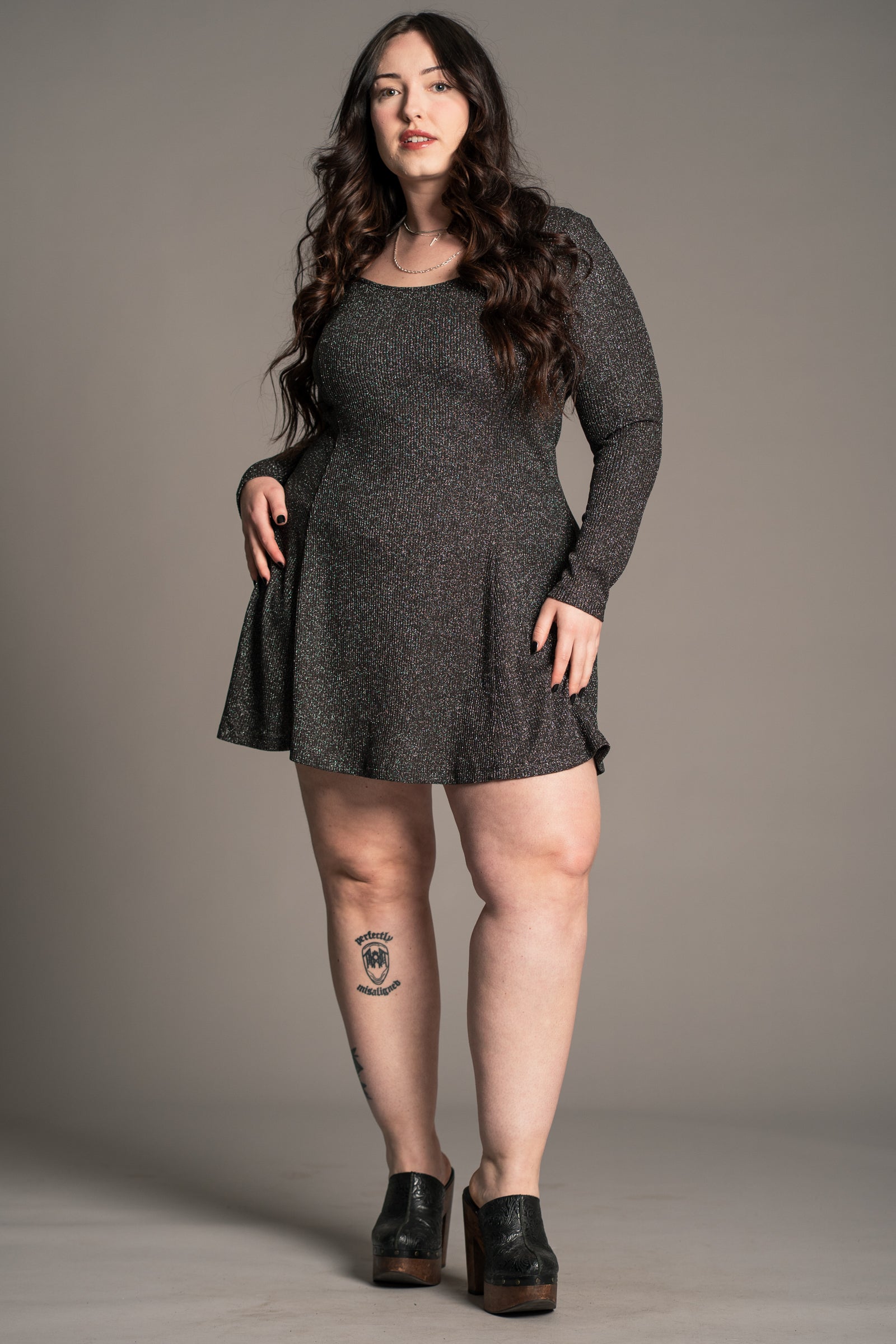 Sweet Jane Gunmetal Shimmer Mini Dress