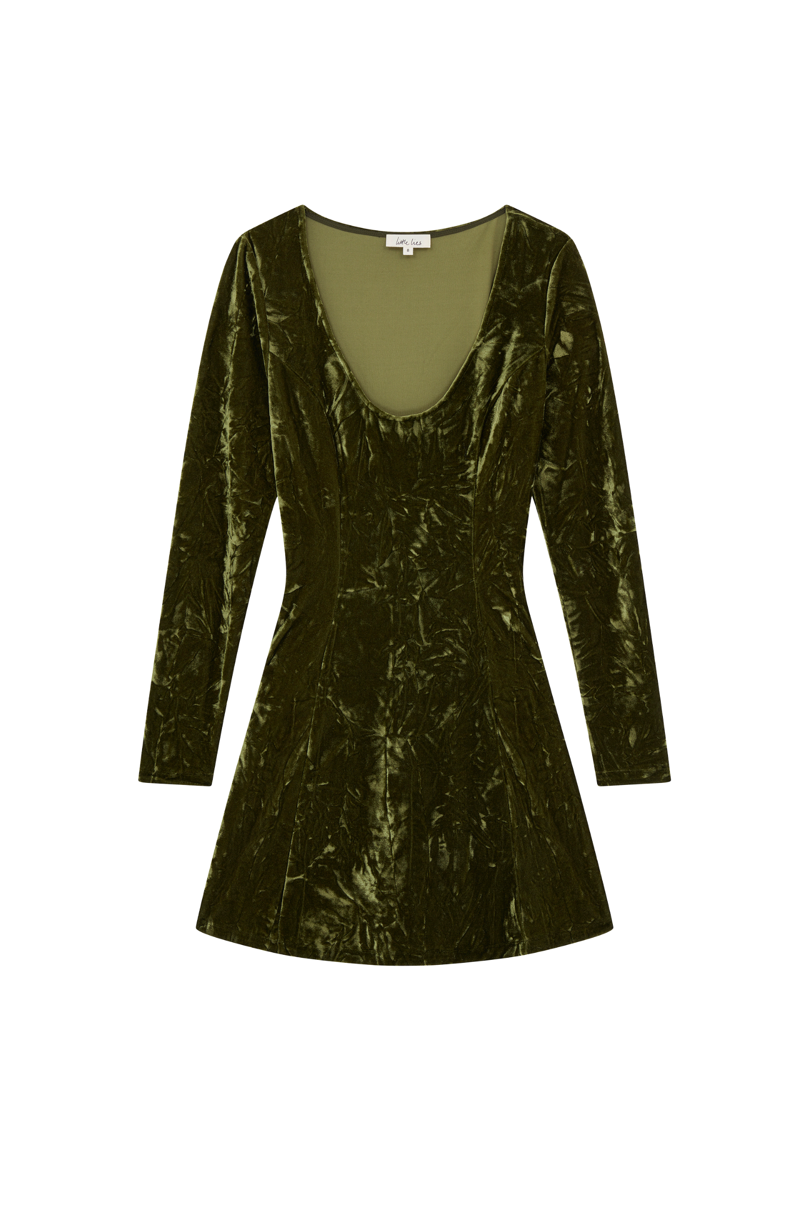 The Sweet Jane Olive Crushed Velvet Mini Dress as worn by Taylor Swift, ghost image.
