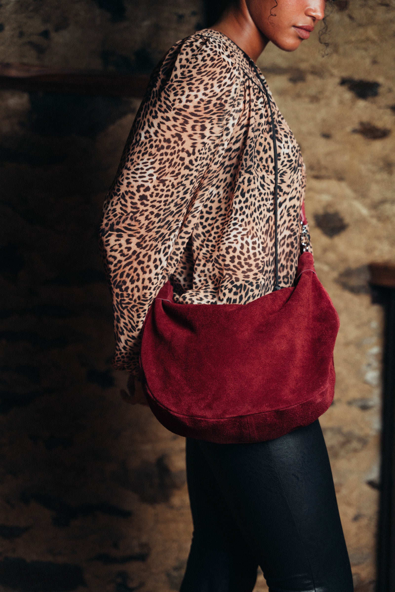 Sienna Oxblood Genuine Suede Sling Bag