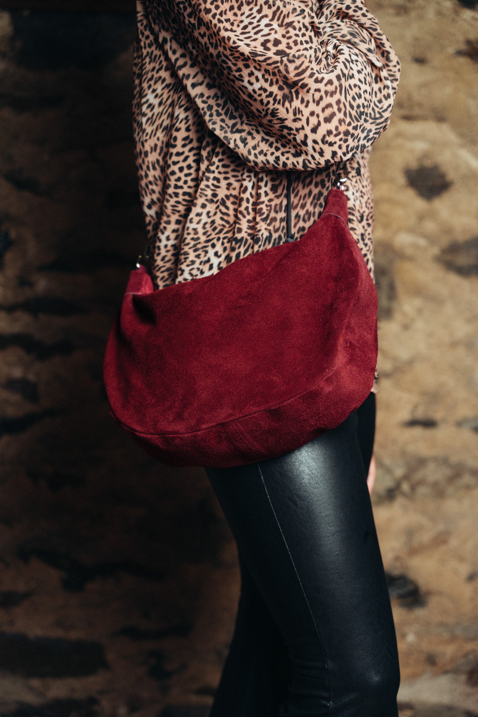 Sienna Oxblood Genuine Suede Sling Bag