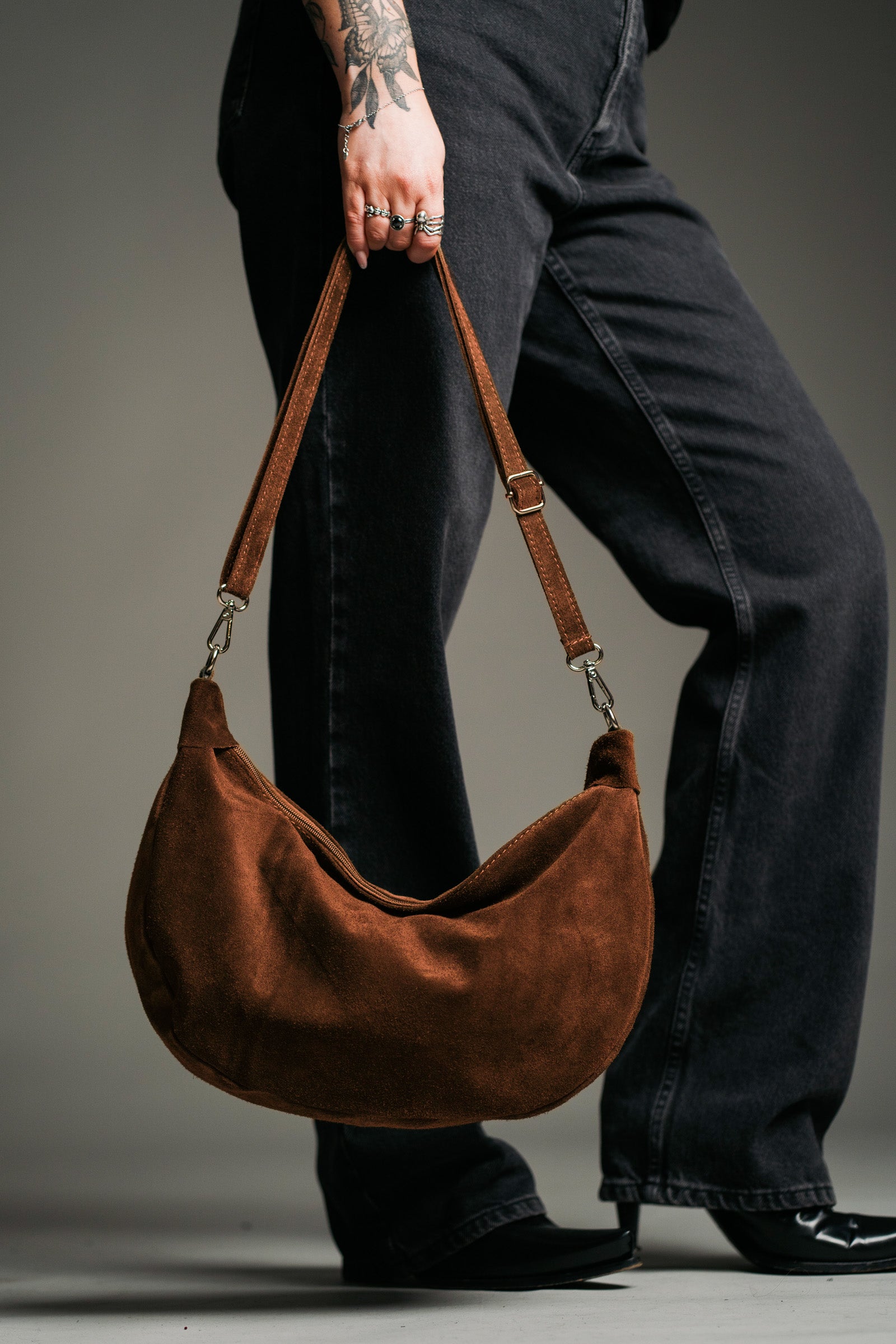 Sienna Tan Genuine Suede Sling Bag