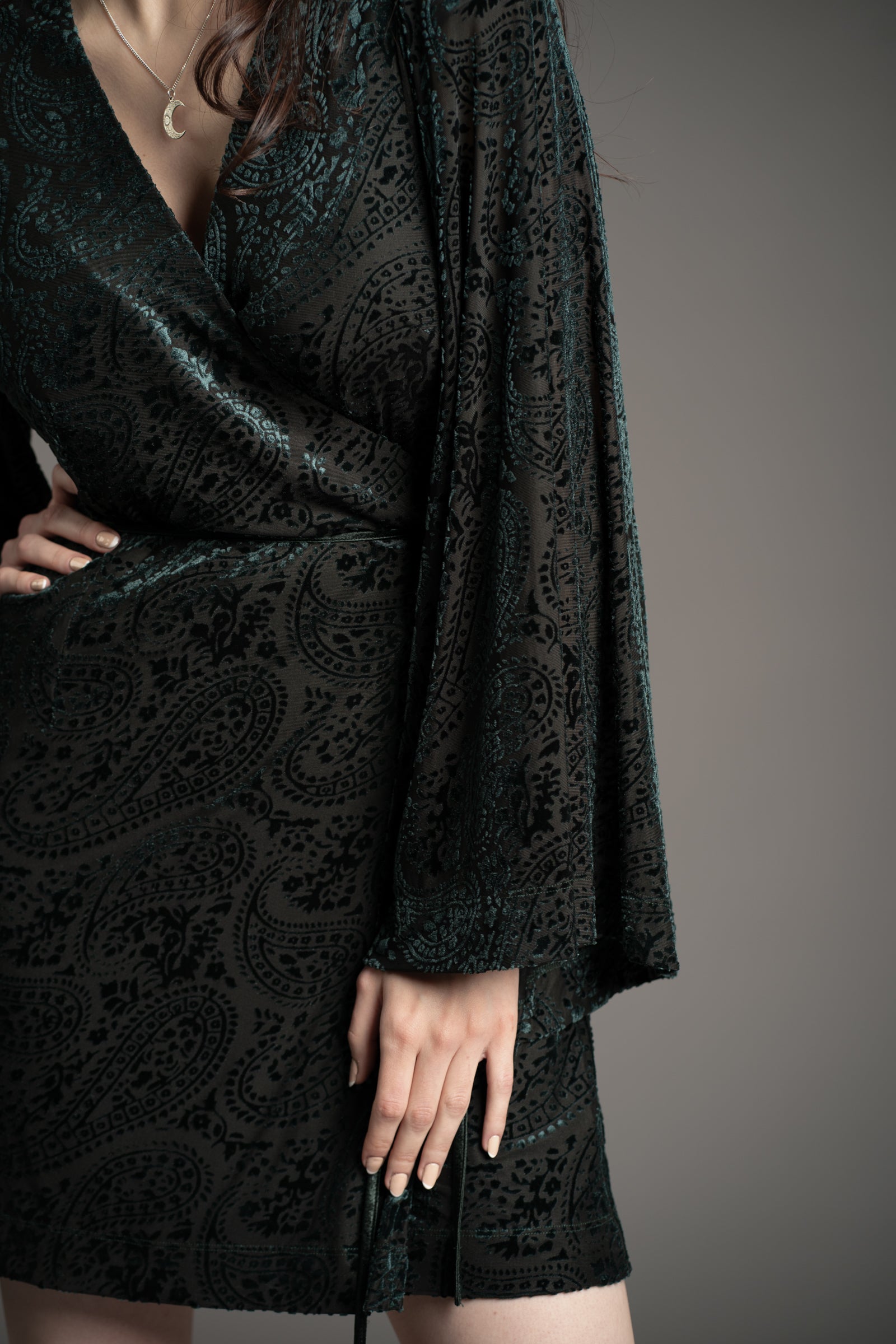 Siren Teal Devore Wrap Dress