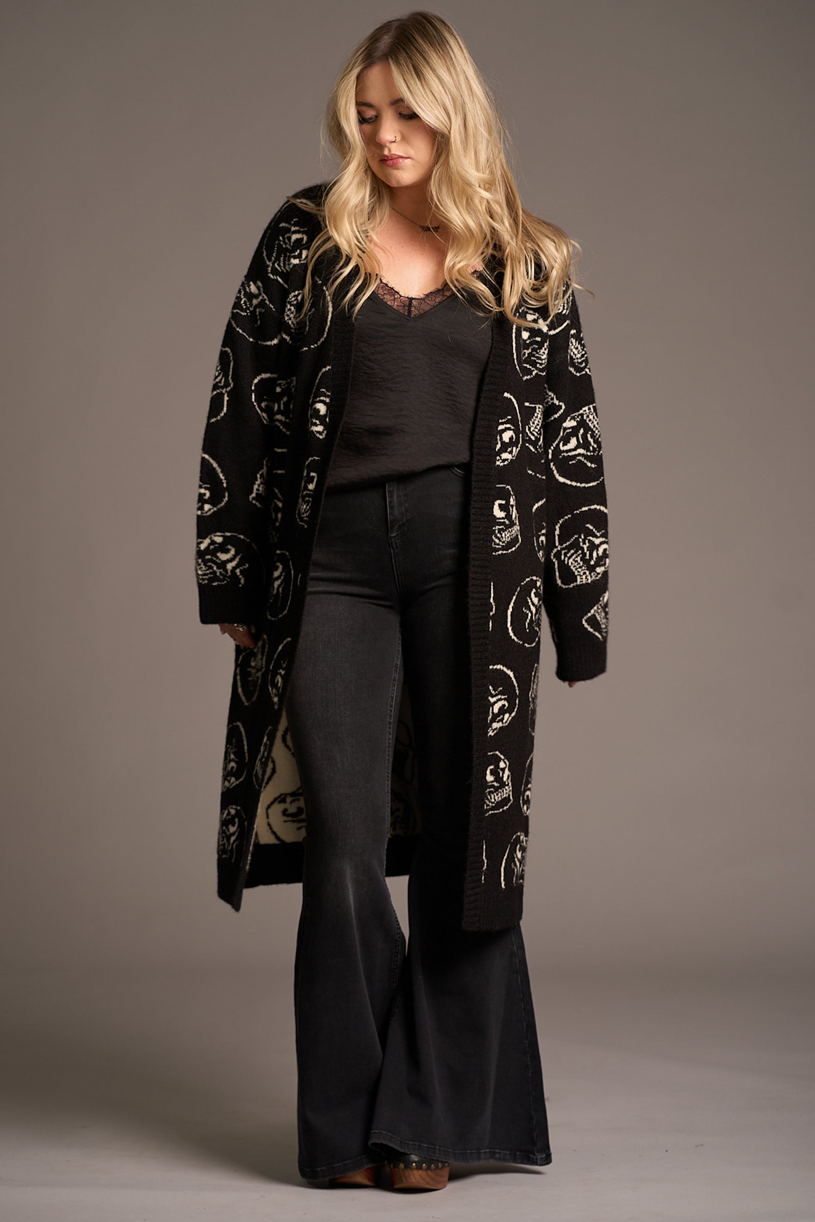 Skull Knit Cardigan | Graphic Knitwear | Little Lies