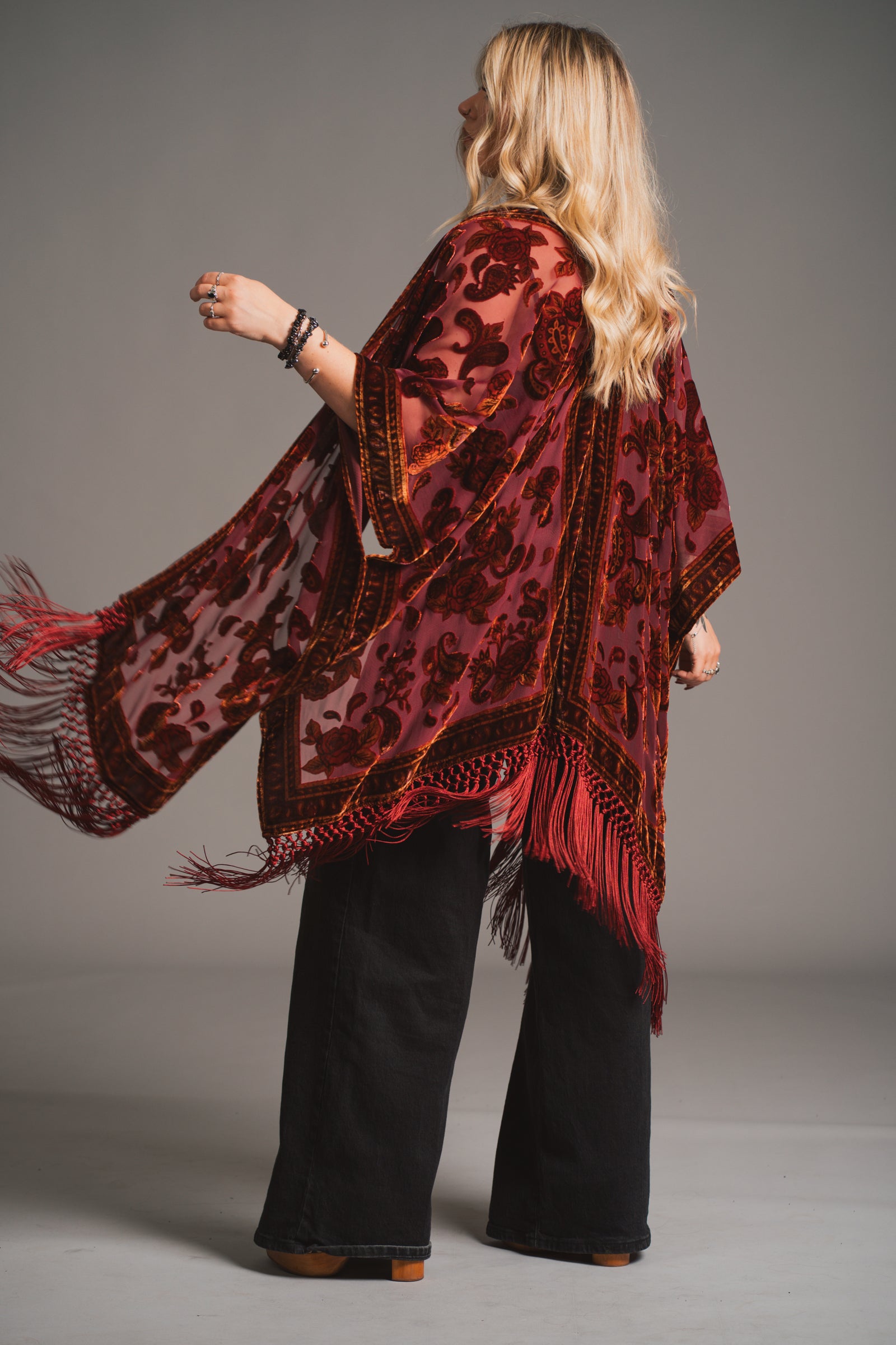 Stevie Plum Paisley Devore Kimono