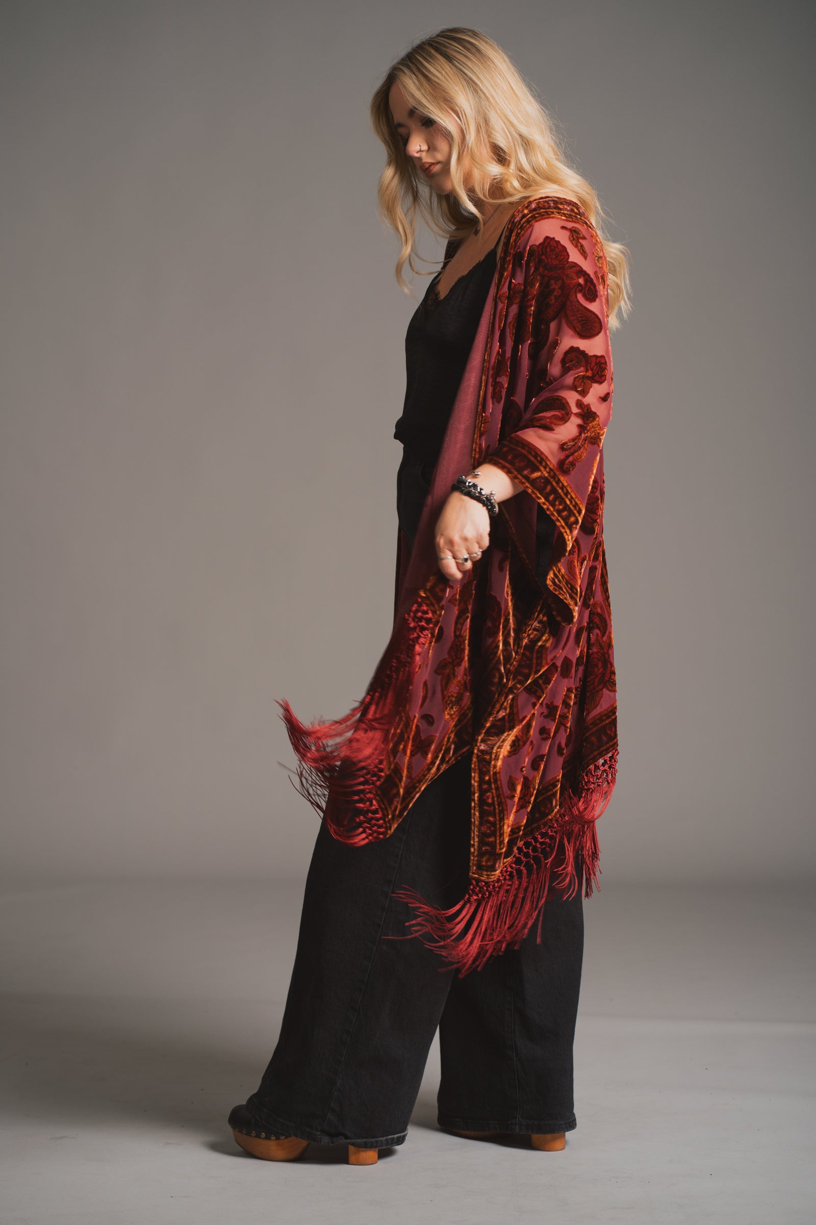 Stevie Plum Paisley Devore Kimono