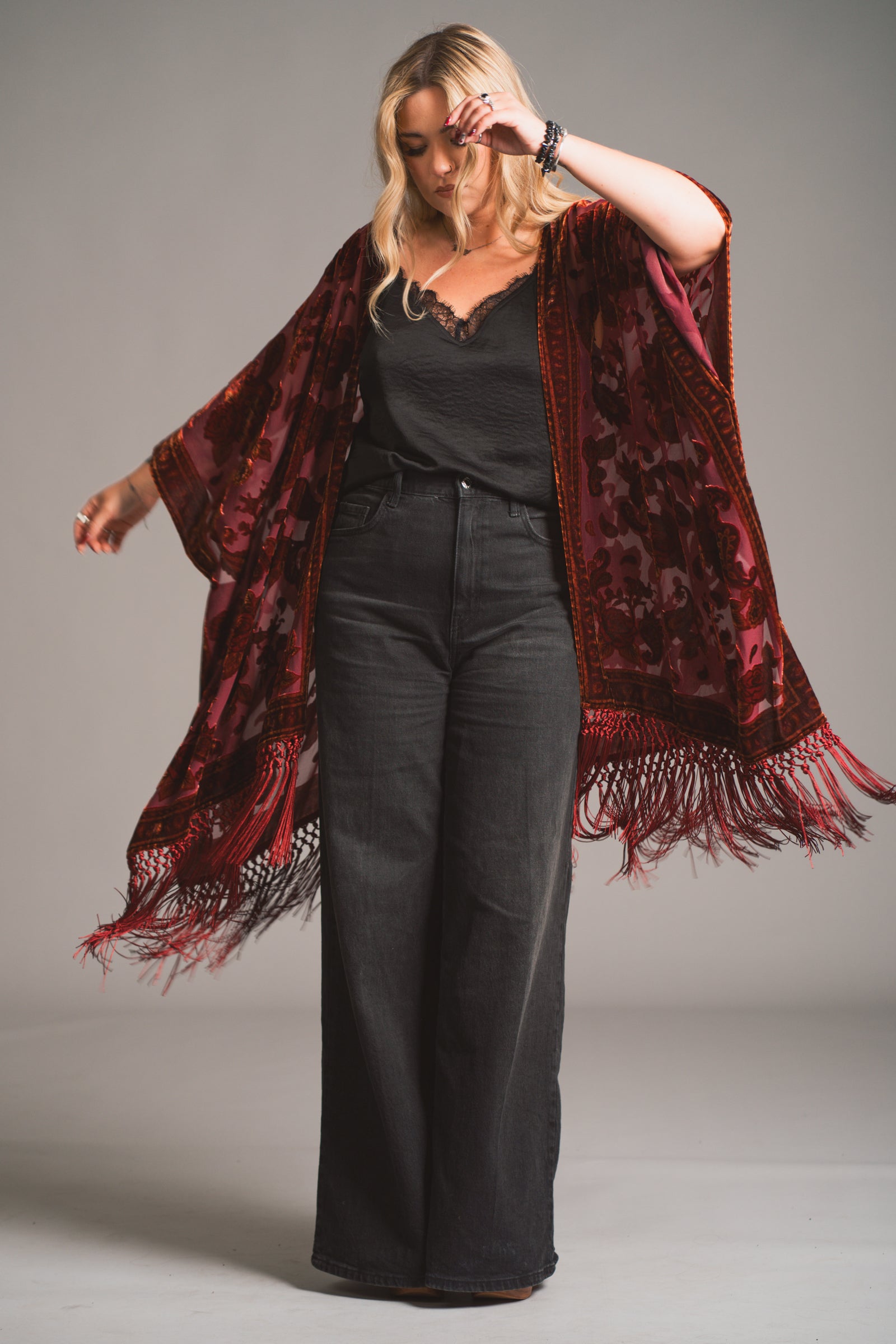 Stevie Plum Paisley Devore Kimono