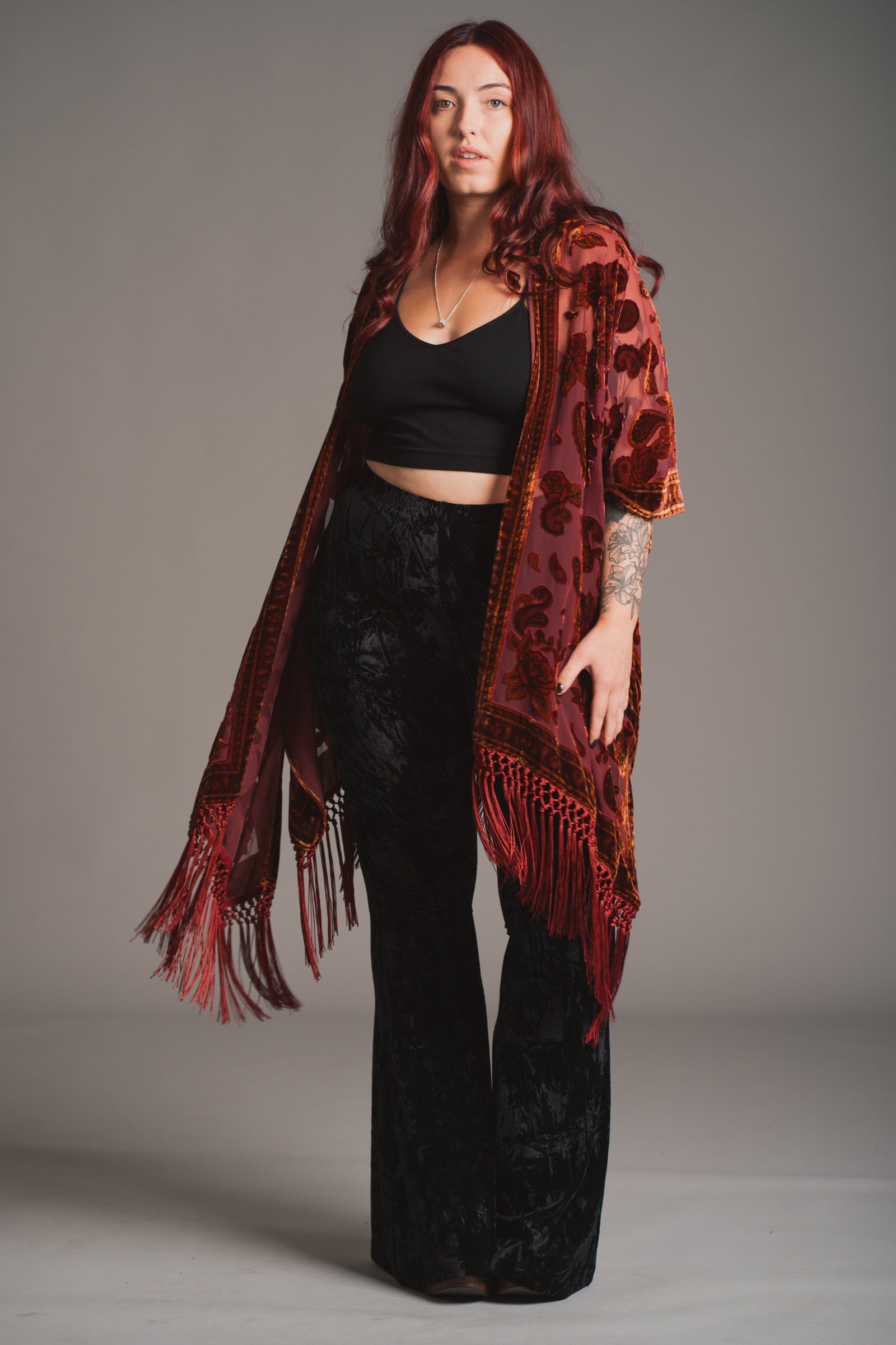 Stevie Plum Paisley Devore Kimono