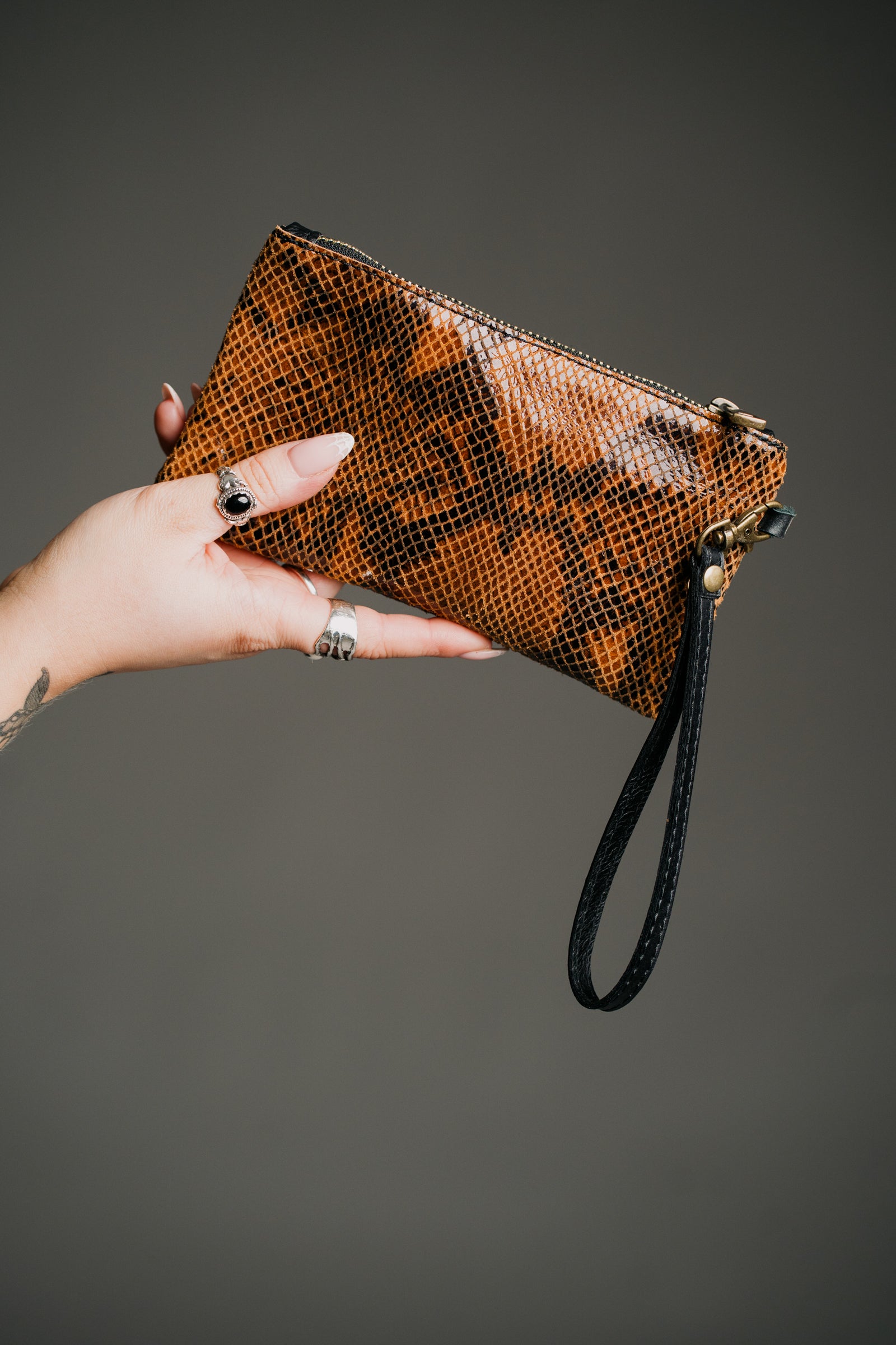 Tan Snake Leather Pouch