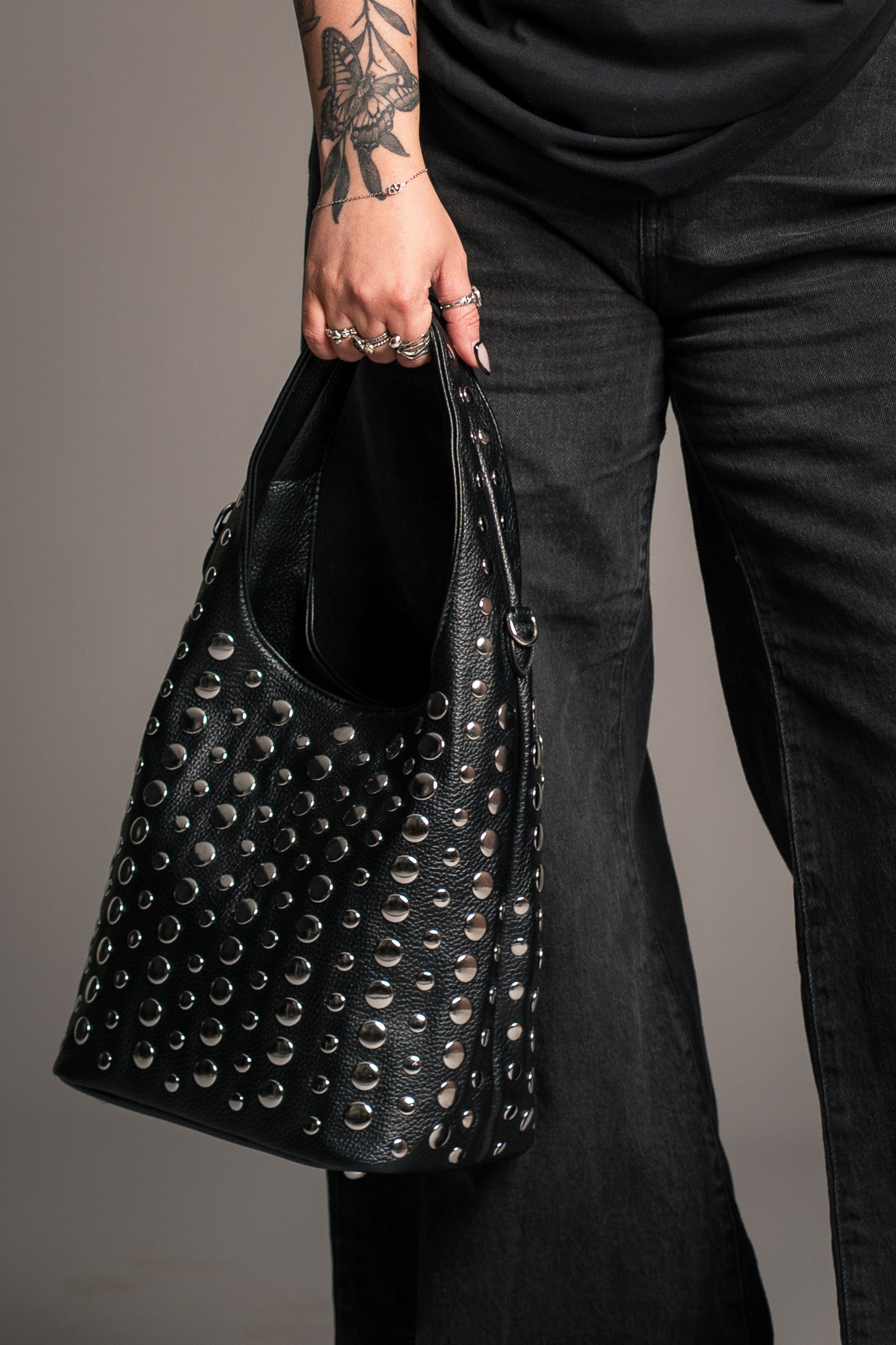 Viva Studded Hobo Bag