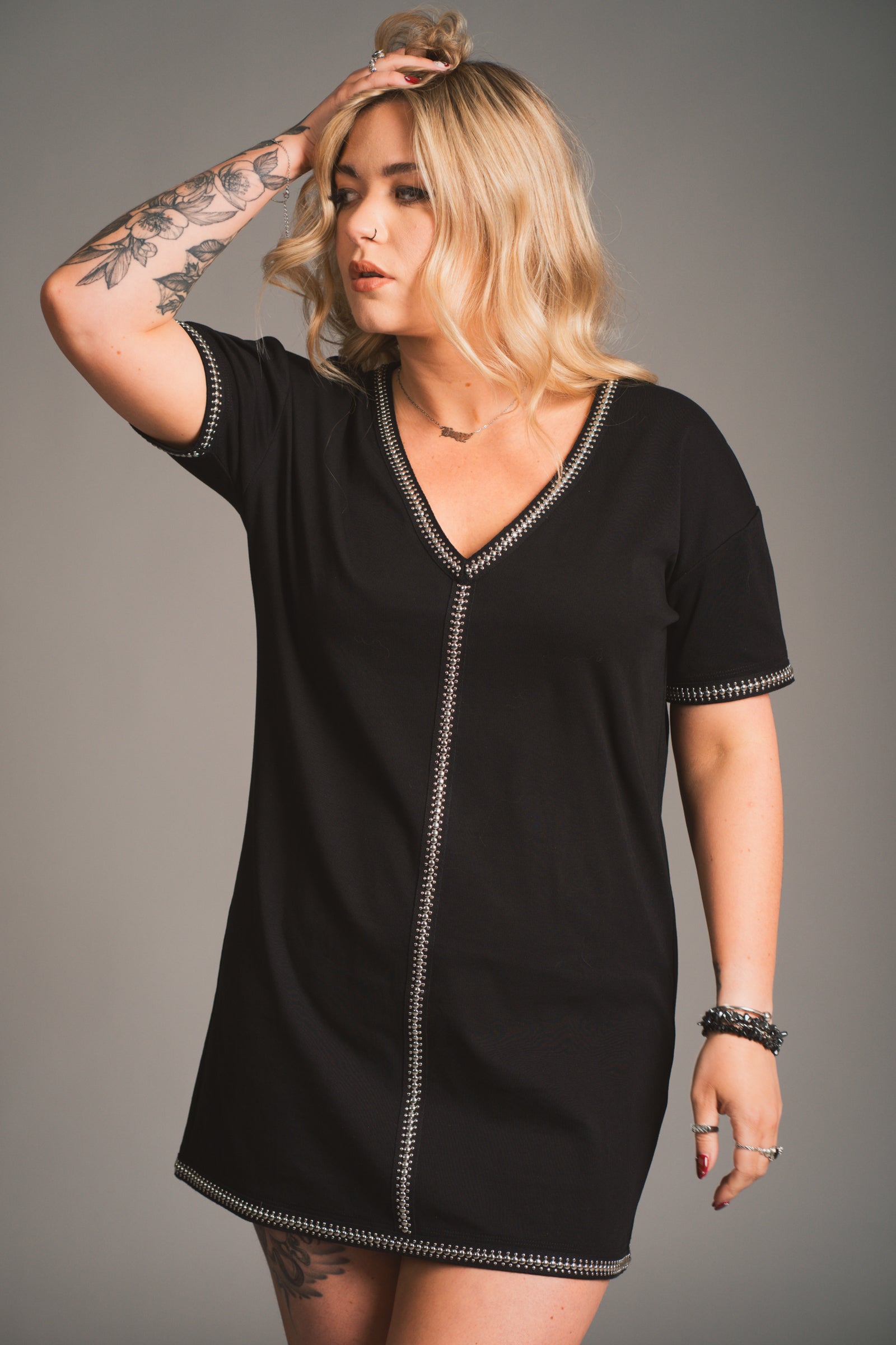 Ziggy Studded T-Shirt Dress