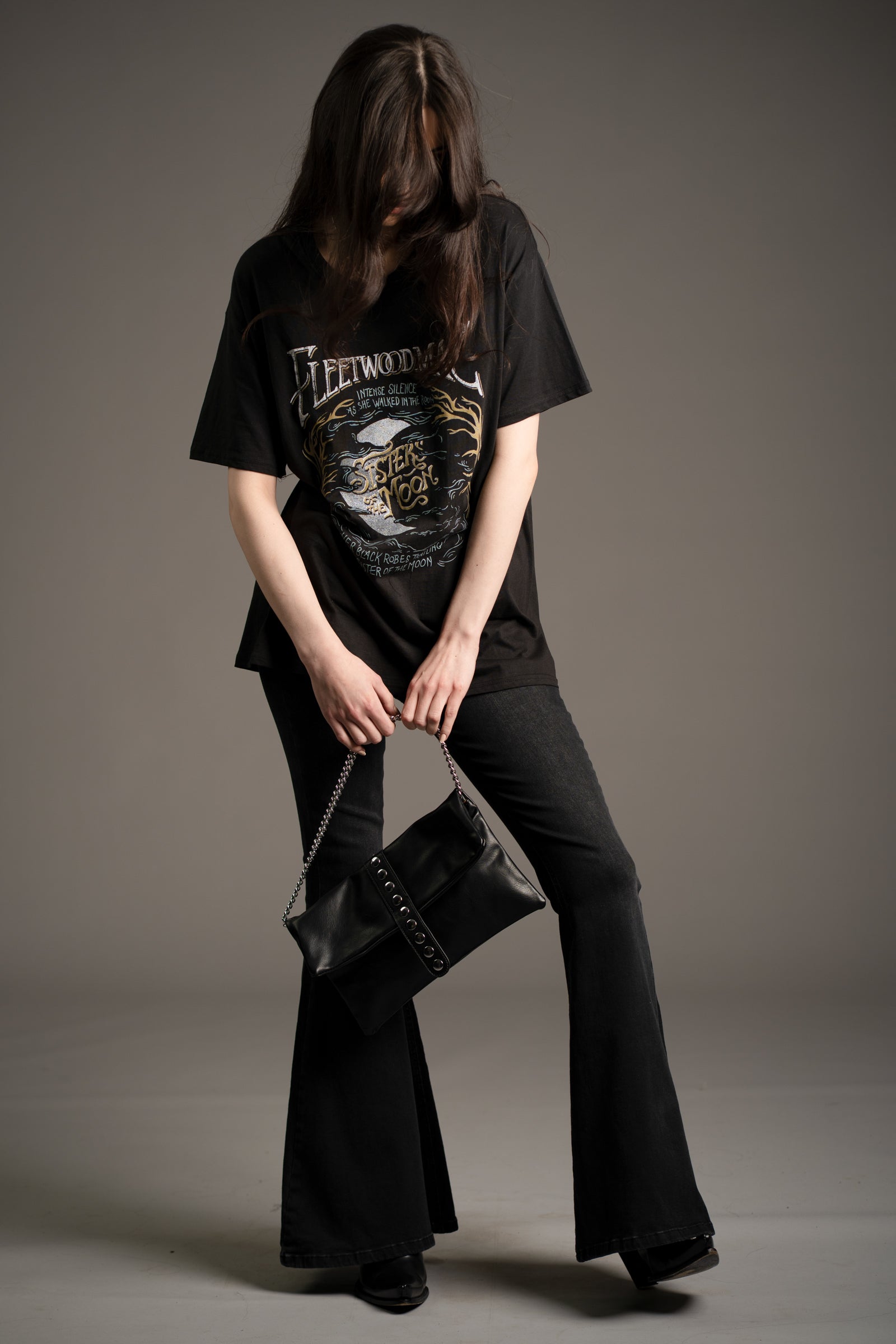 Zoë Studded Faux Leather Clutch