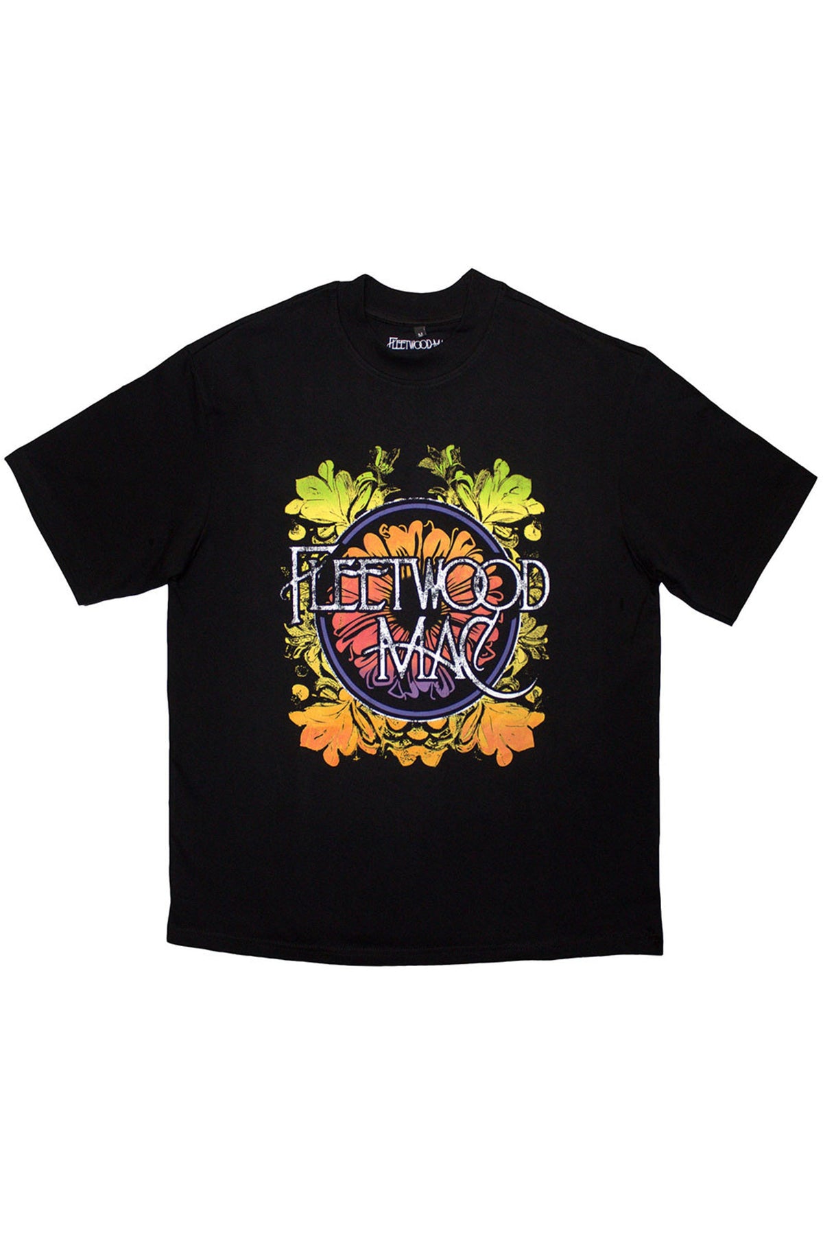 Fleetwood Mac Floral Oversize black band T-Shirt front product view