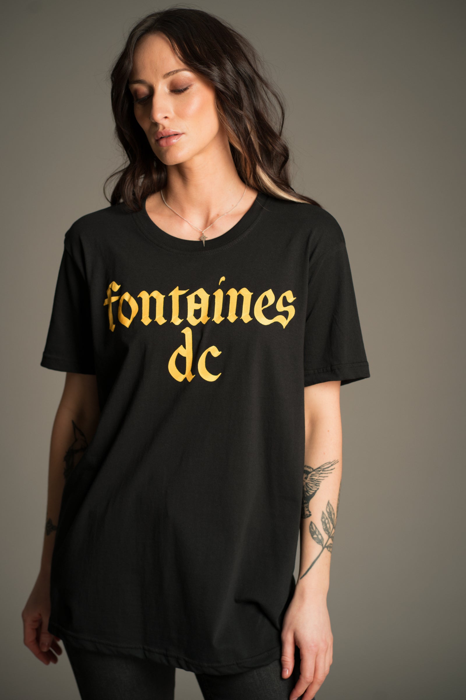 fontaines d.c. グラフィックTシャツ M 黒/緑 Fontaines D.C. / Gothic Logo Tee
