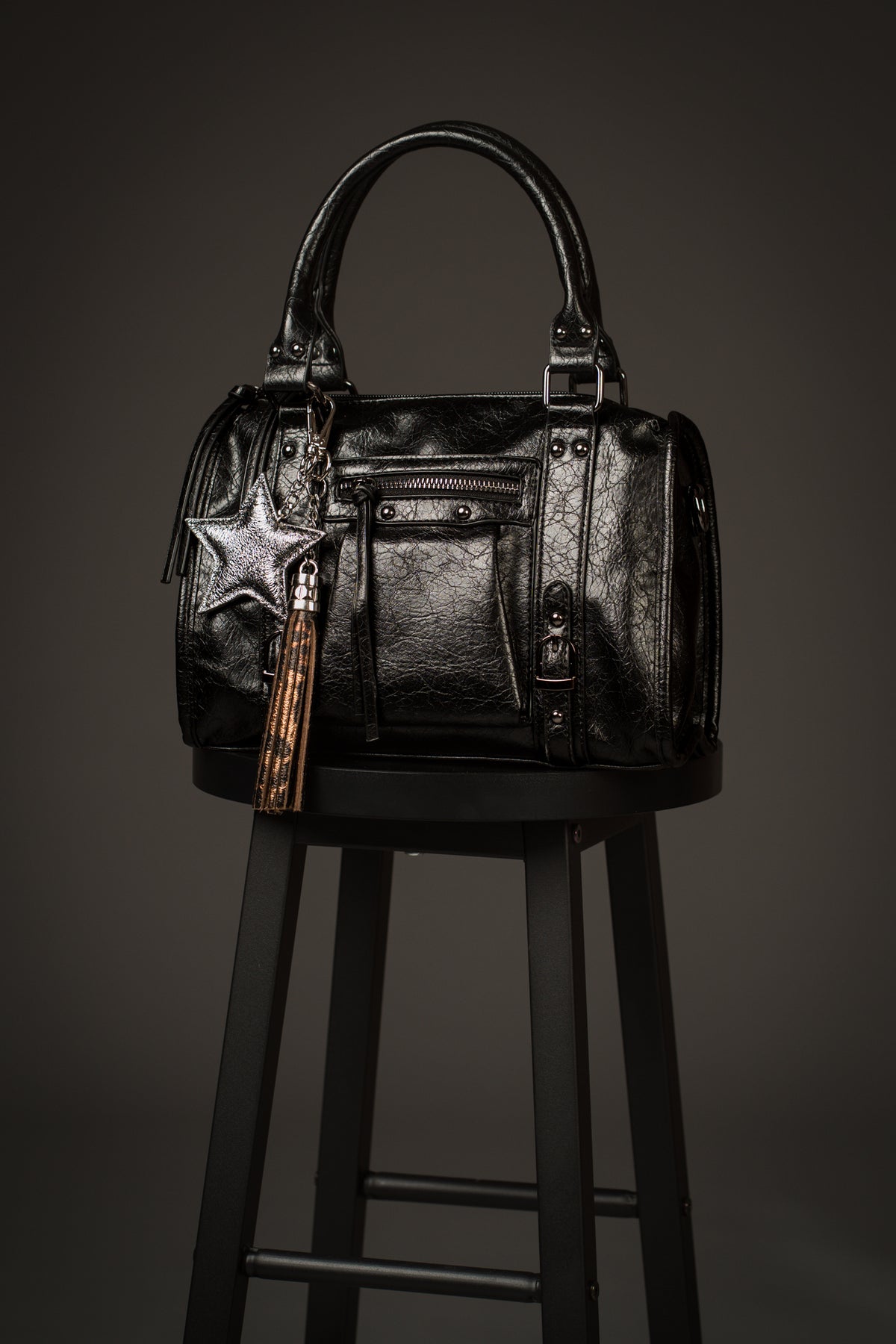 Taylor Black Faux Leather Bag