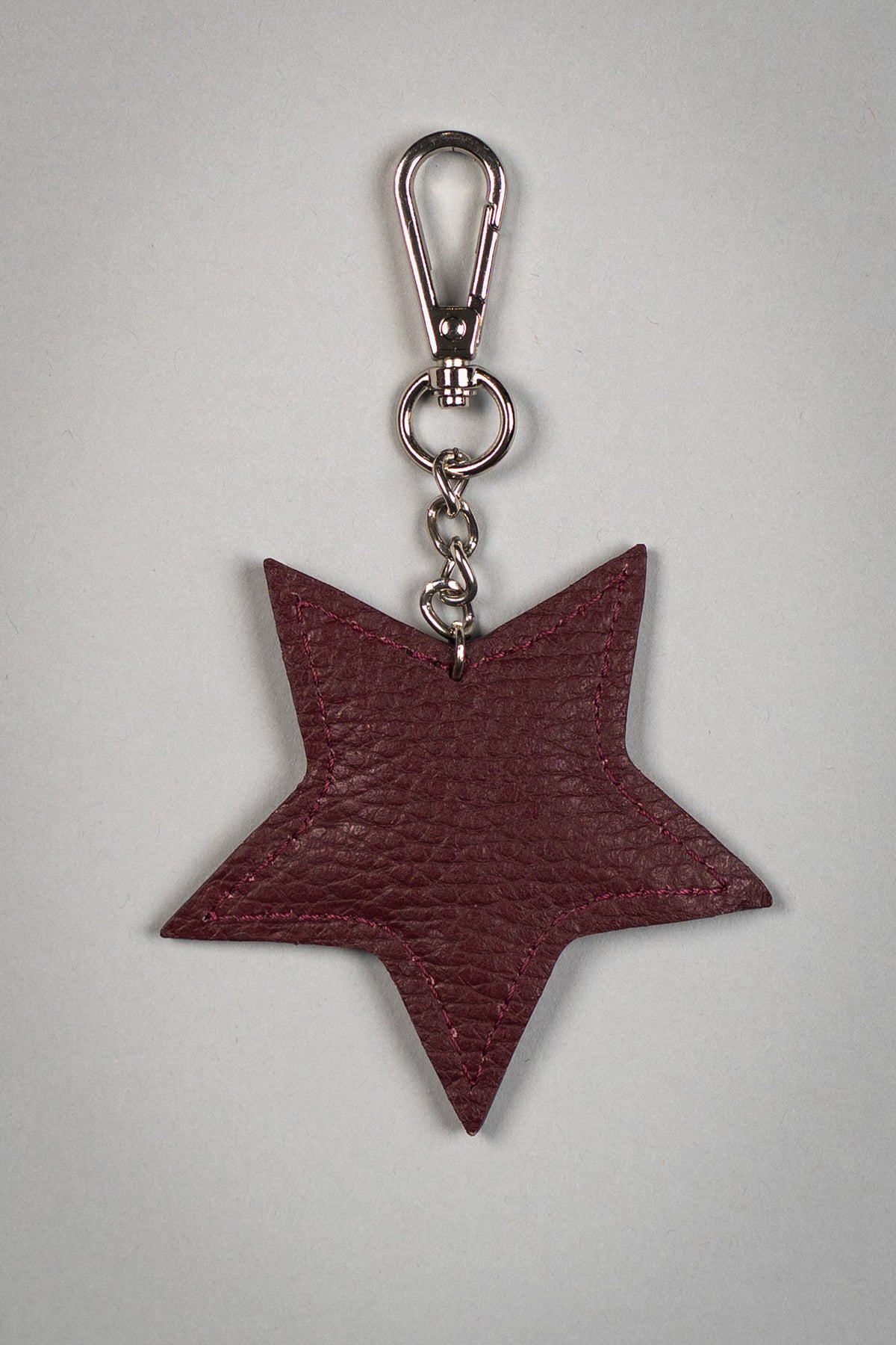 Burgundy Genuine Leather Star Bag Charm