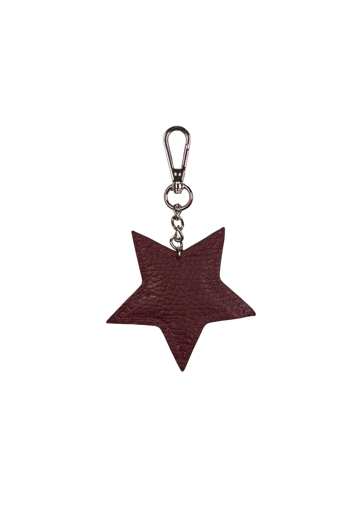 Burgundy Genuine Leather Star Bag Charm