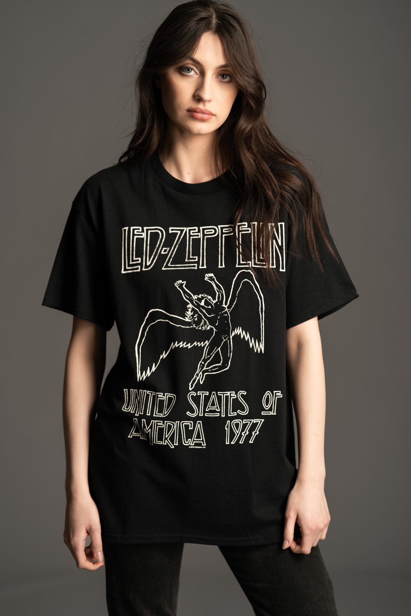 Led Zeppelin ’77 Icarus graphic band tee front print