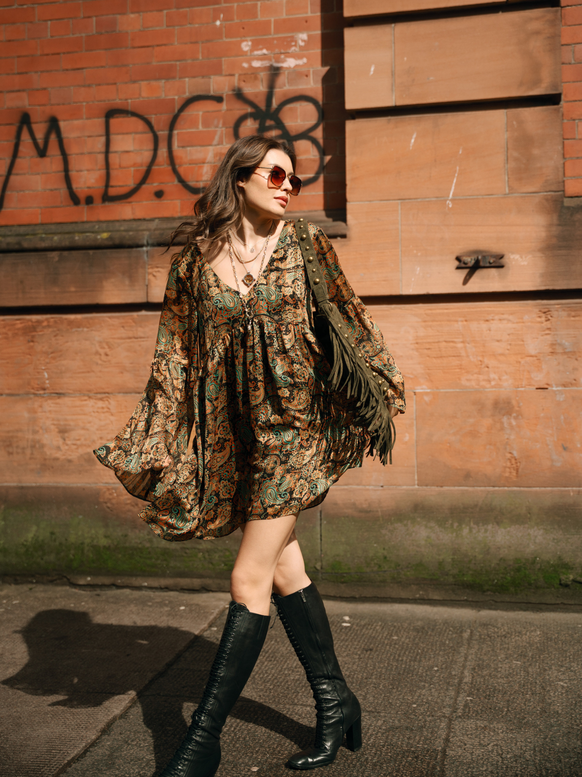 Little Lies Ringo Paisley Smock Dress desktop campaign banner Glasgow street style, summer 26.