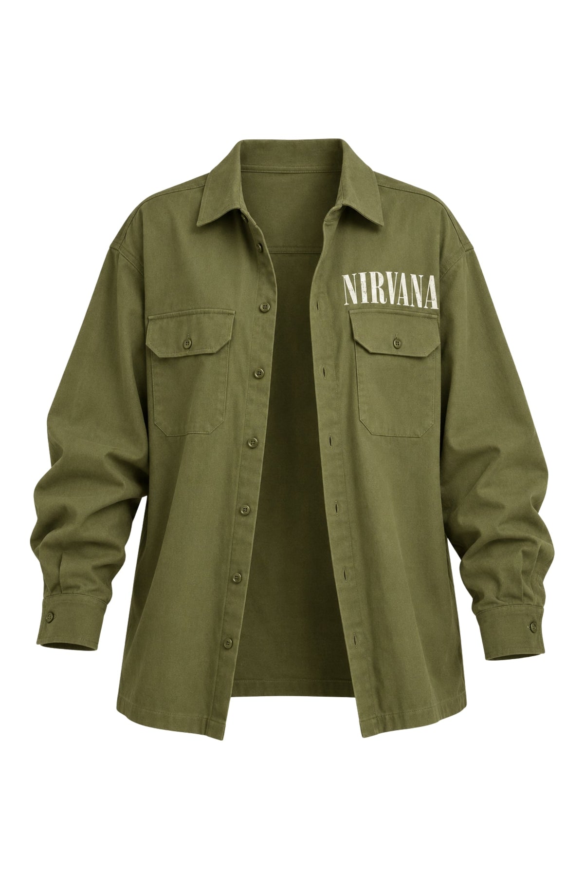 Nirvana In Utero khaki overshirt front product view
