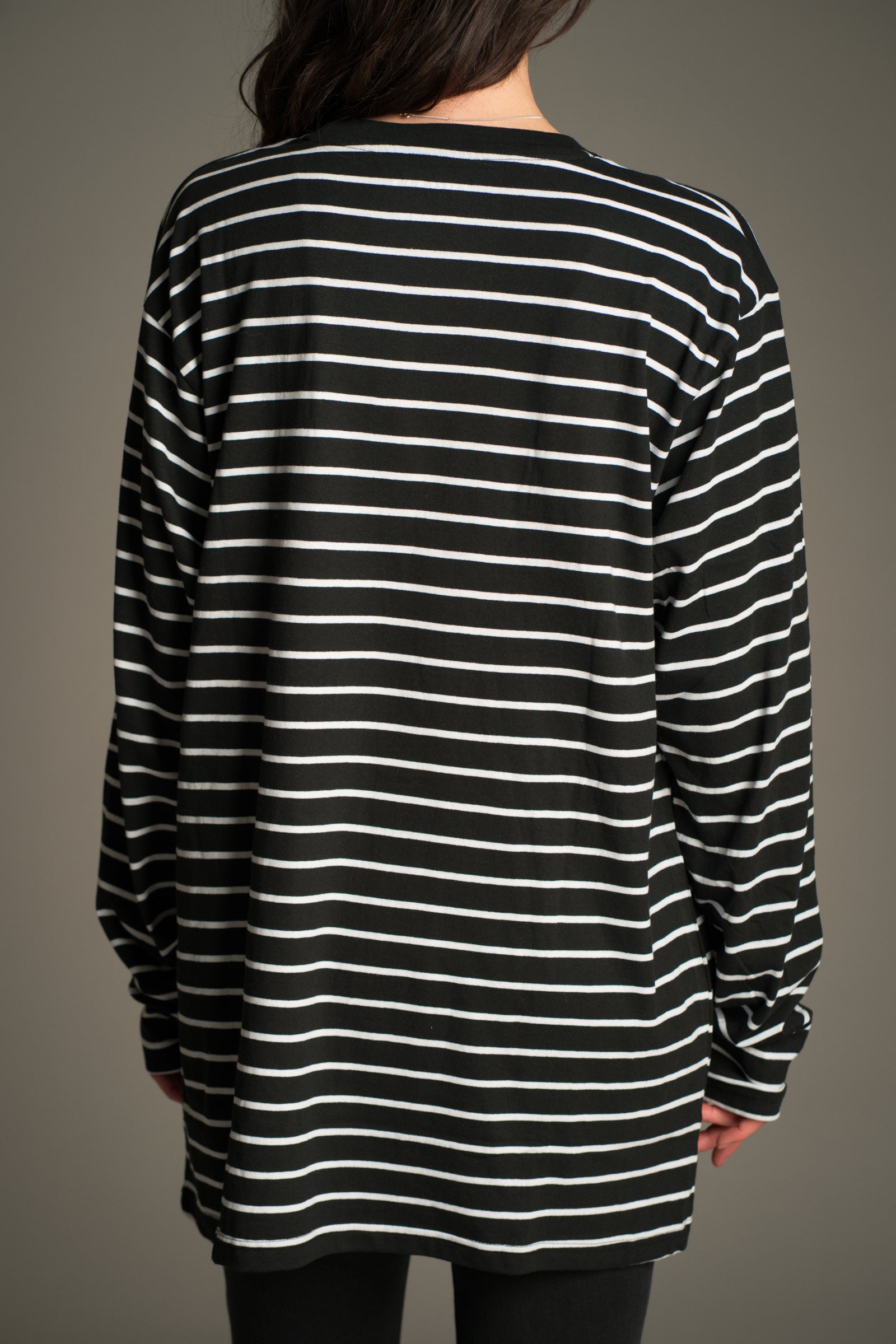 Back view of Nirvana striped long sleeve T-shirt