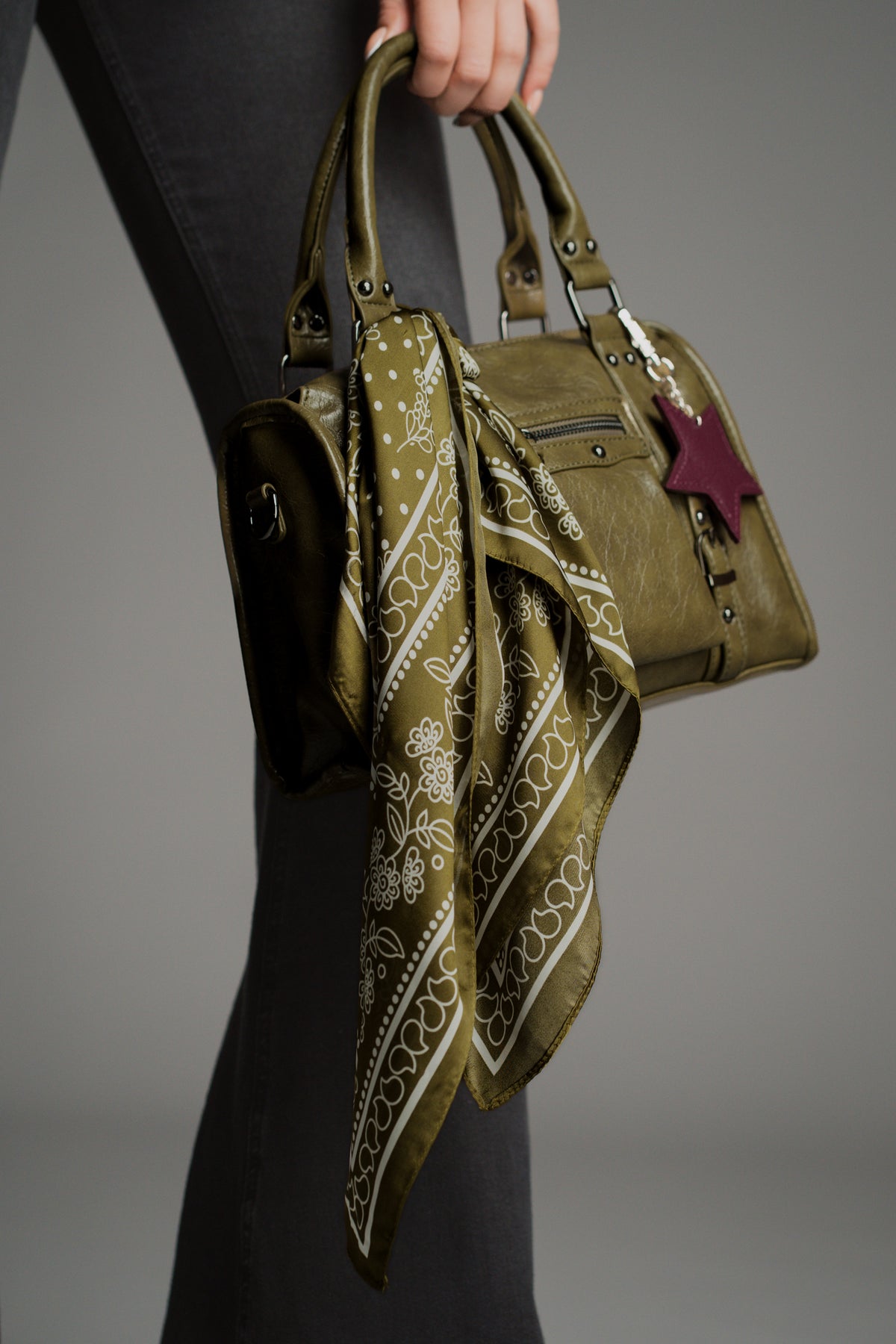 Olive Satin Bandana