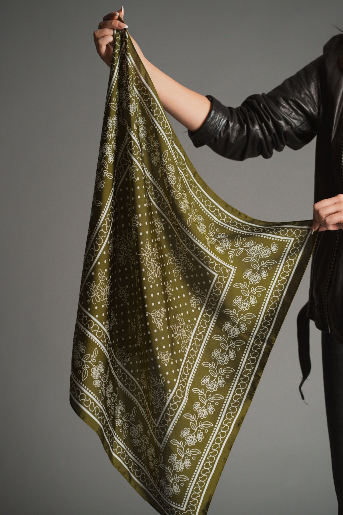 Olive Satin Bandana
