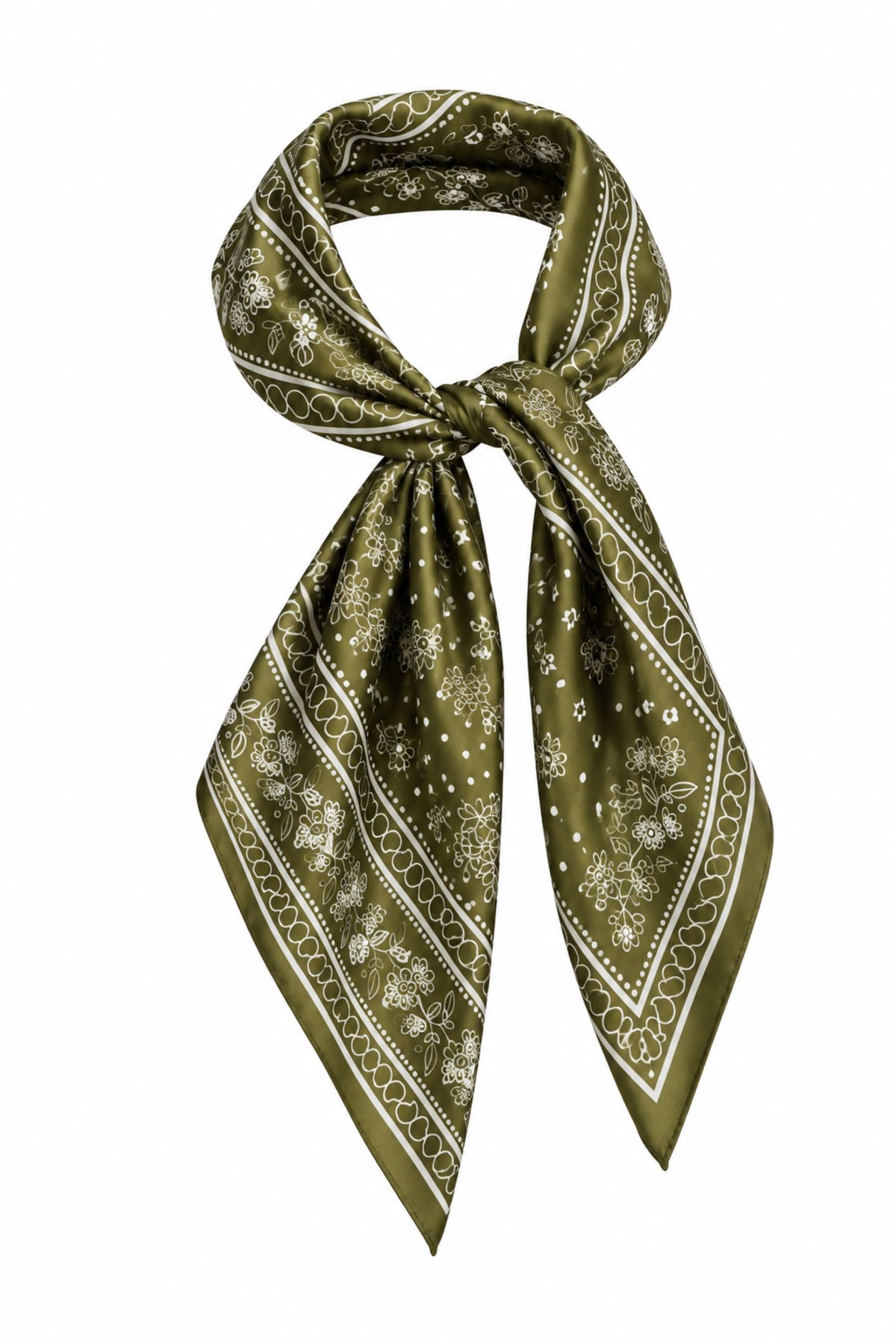 Olive Satin Bandana
