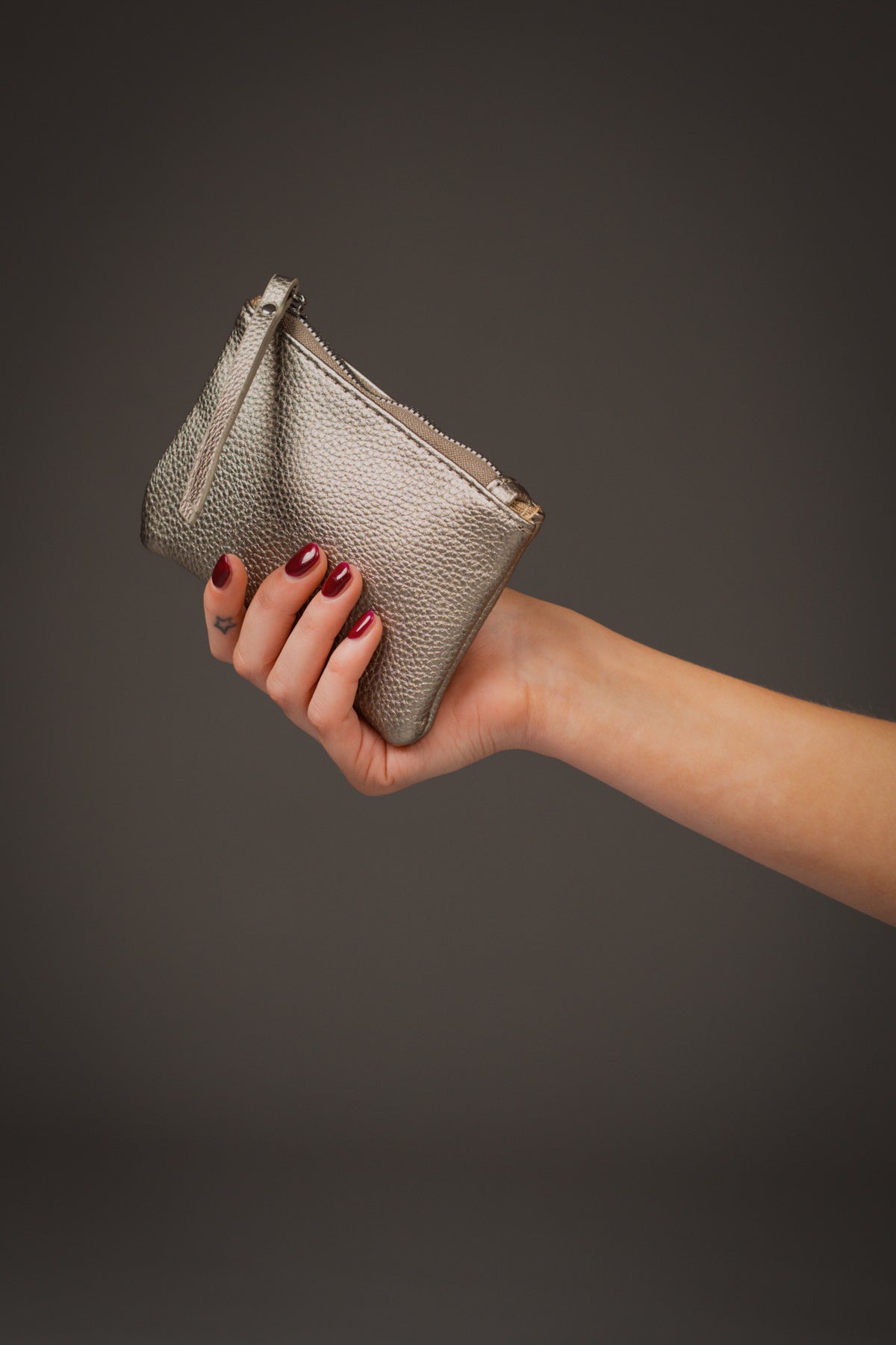 Gunmetal Faux Leather Purse