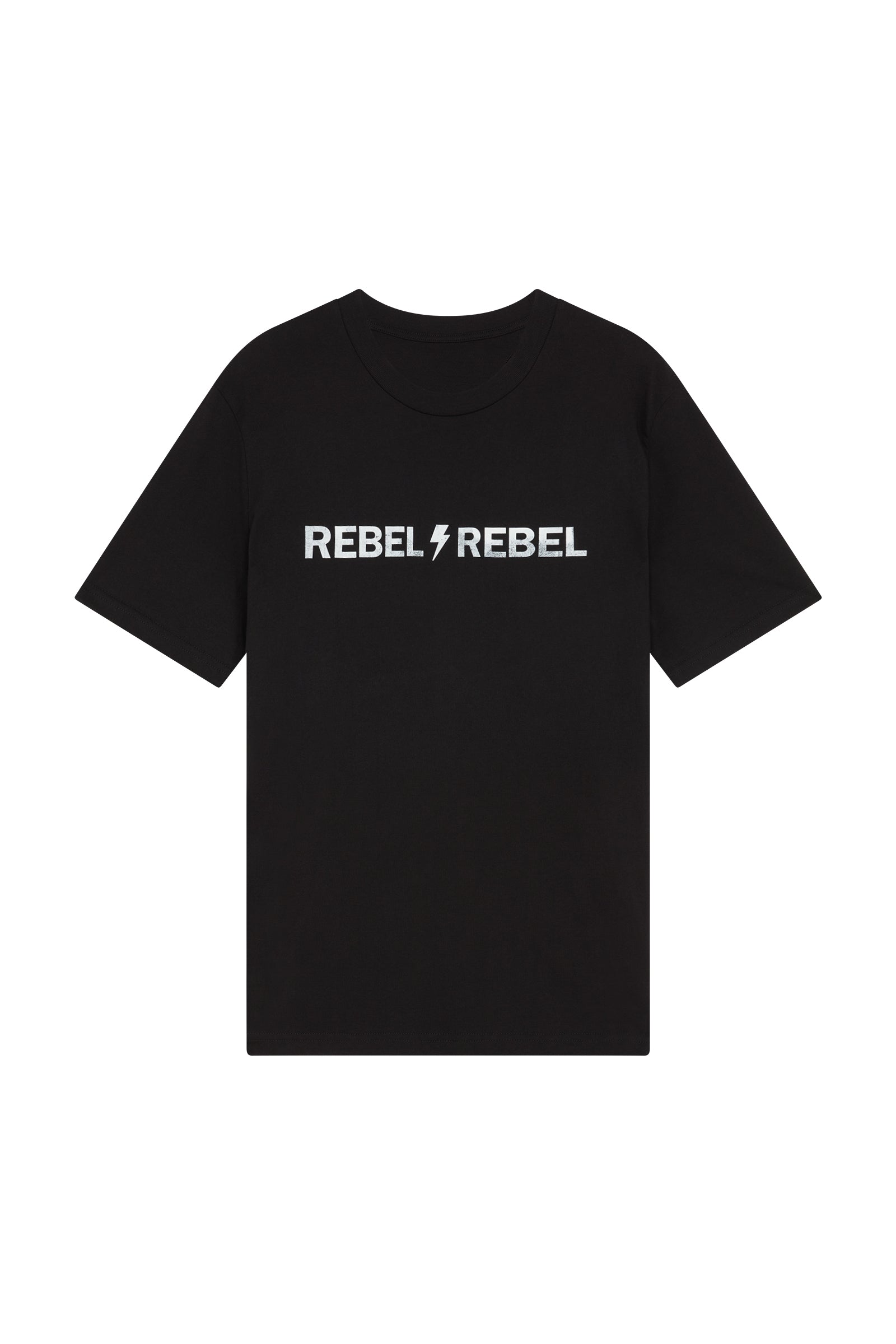 Ghost image of Rebel Rebel Graphic black t-shirt with vintage Little Lies design.