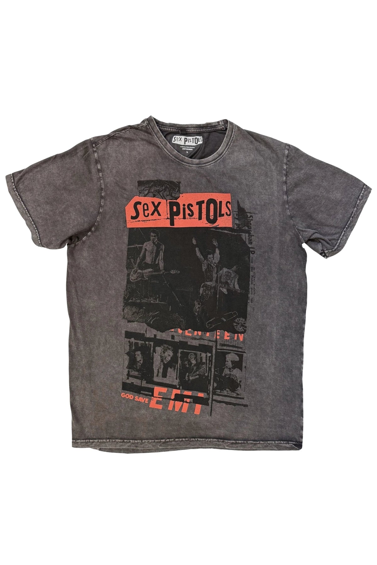 Sex Pistols charcoal vintage wash graphic band T-shirt product view