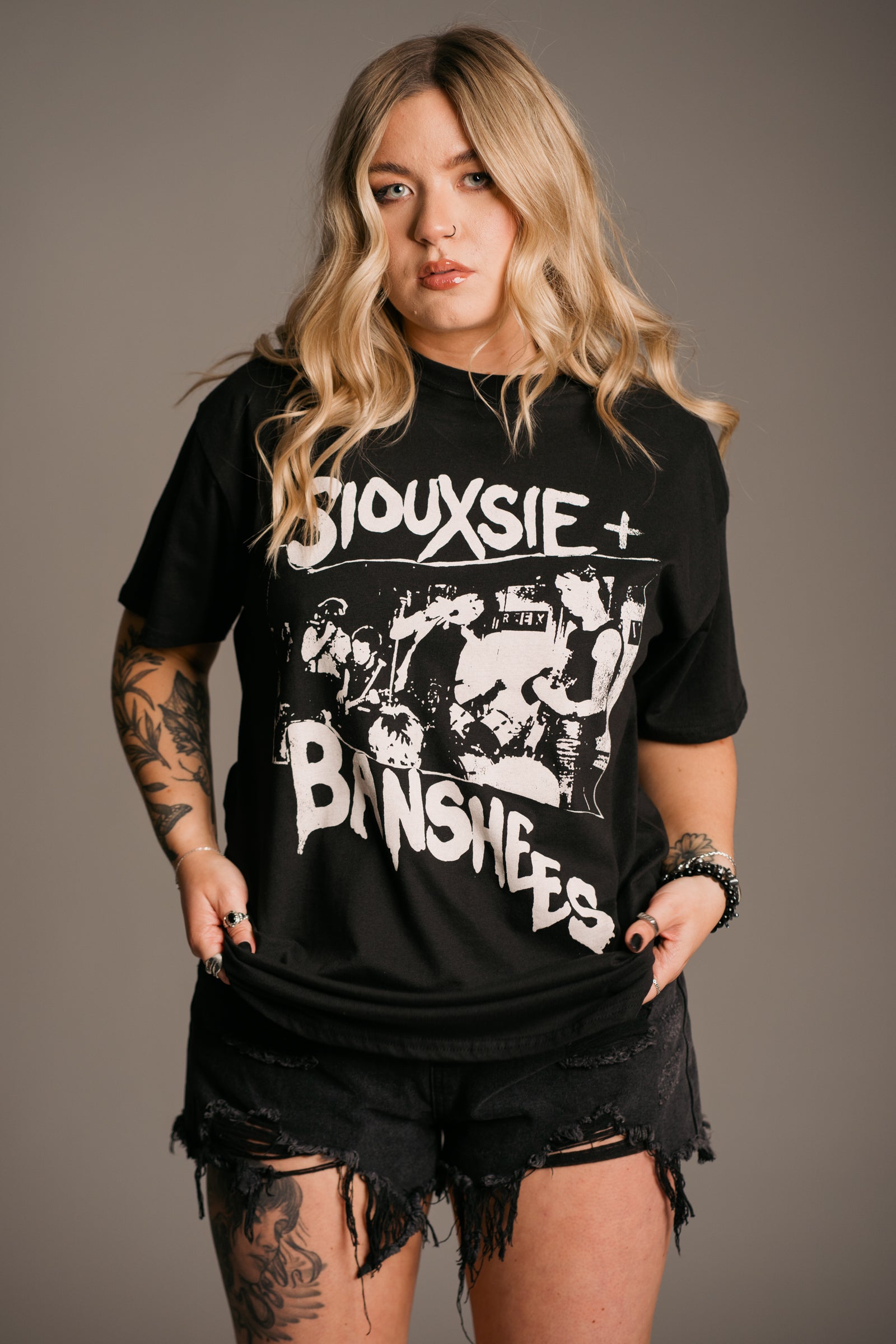 Siouxsie and the Banshees Band Tee featuring licensed vintage-inspired artwork, a relaxed oversized fit and iconic post-punk styling