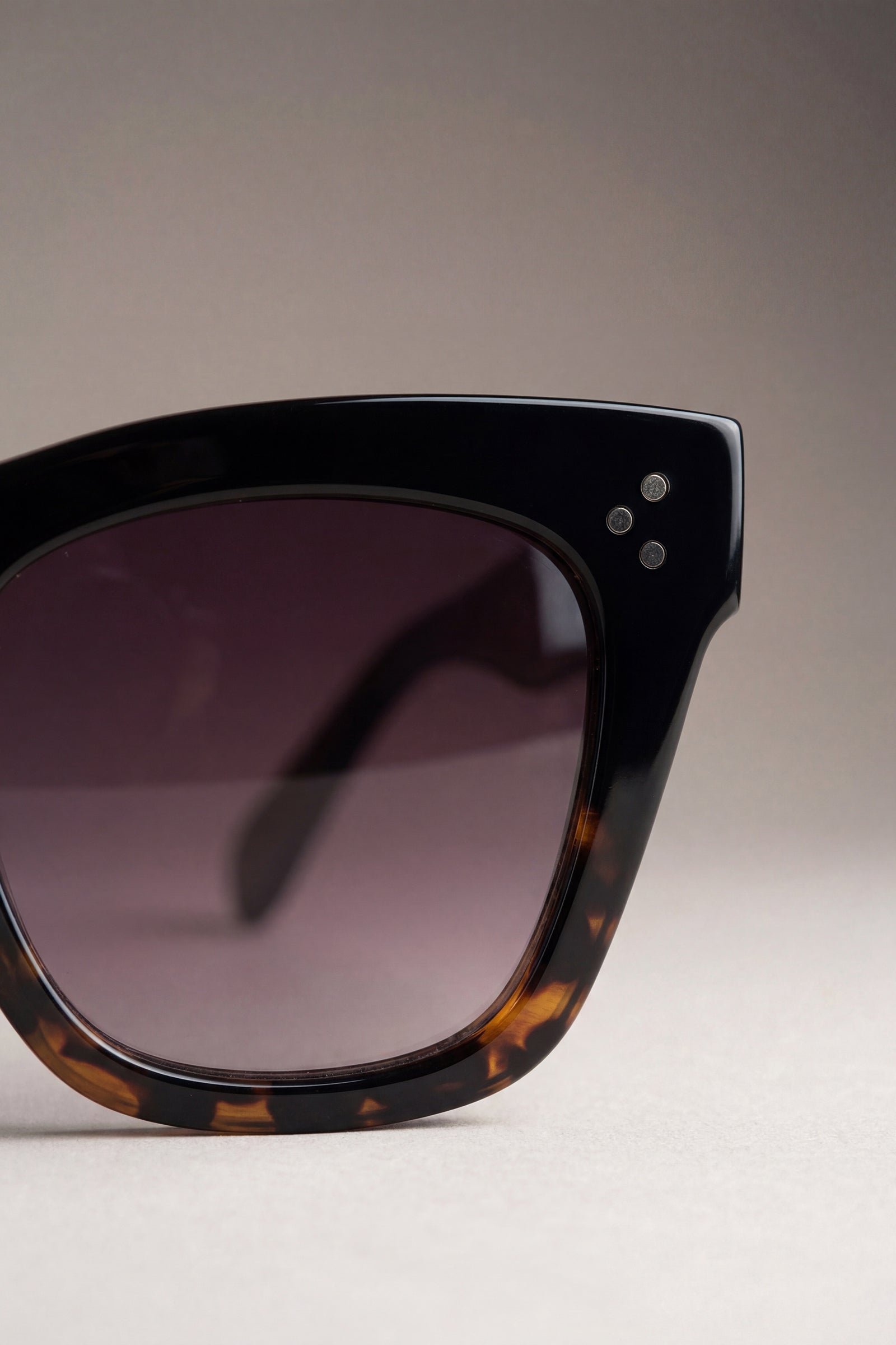 Jude Tortoiseshell style wayfarer sunglasses Ombre tinted lens detail