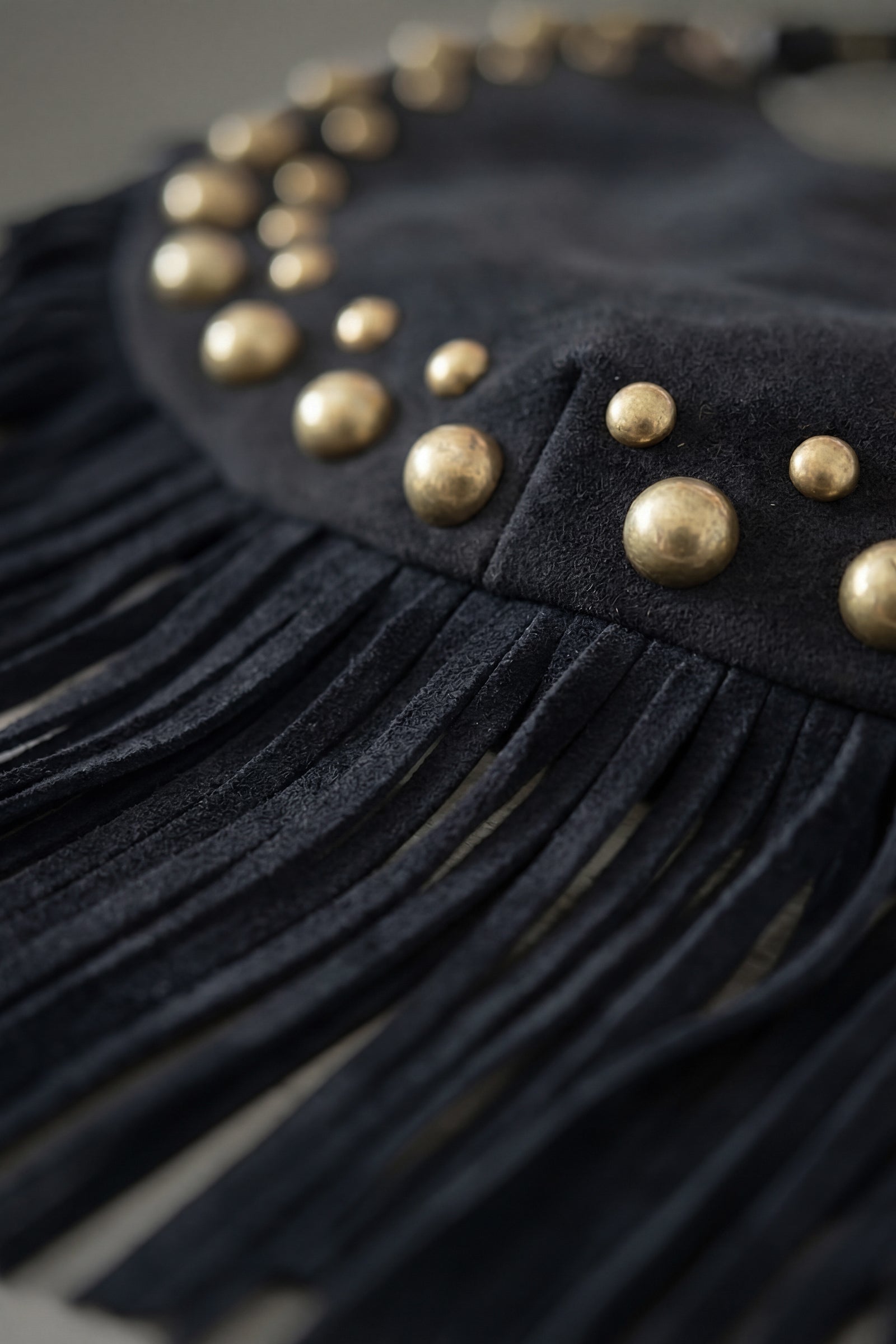 Close up of Willow black faux suede texture on slouchy shoulder bag