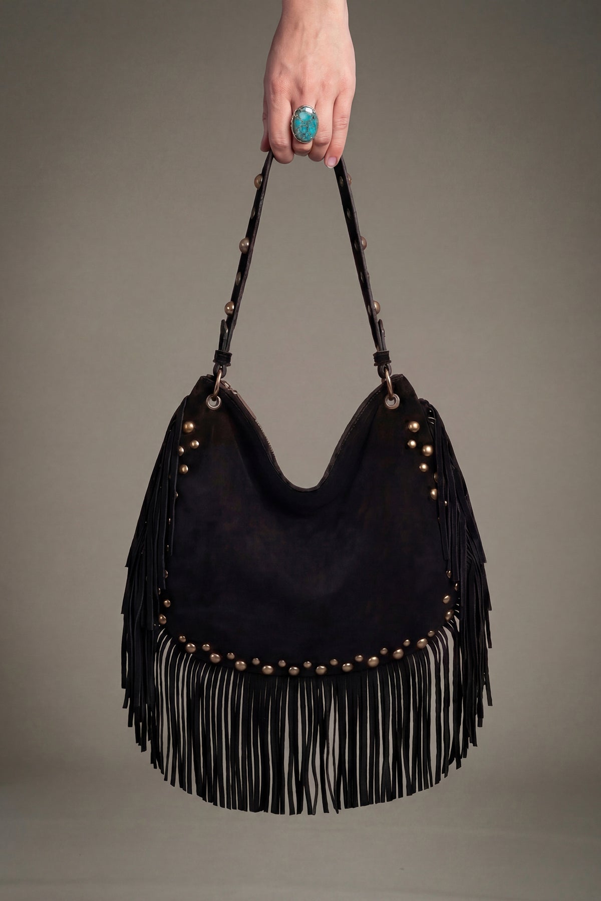 Willow Slouchy Faux Suede Studded Bag