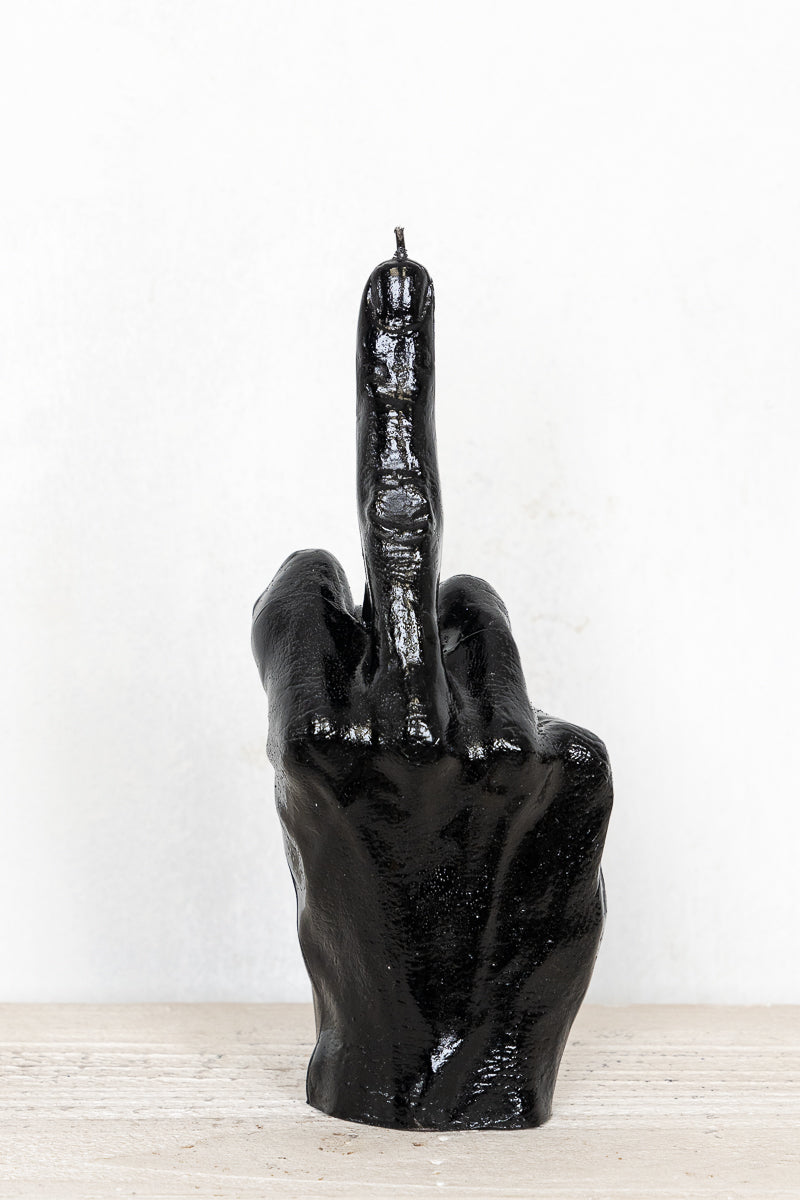 Give 'em Hell Hand Candle - anatomical hand candles in middle finger gesture in black