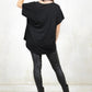 Model Wearing Gimme Danger Black Slouch Tee - Black slouchy fit tee with batwing sleeve