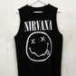 Nirvana Smiley Vest - black nirvana band tee vest
