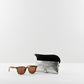Geniune Leather Sunglasses Case - Genuine leather silver sunglasses case with a ball pin closure