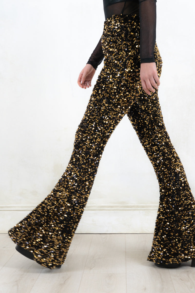 Gold Sequin Wide Leg Trousers  All Occasions Closet
