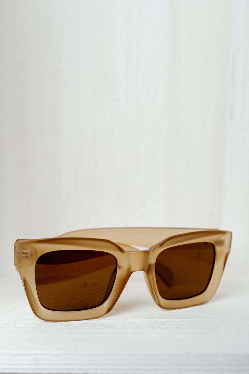 Edie Shades - Beige Matte Frame Sunglasses with Brown Lenses