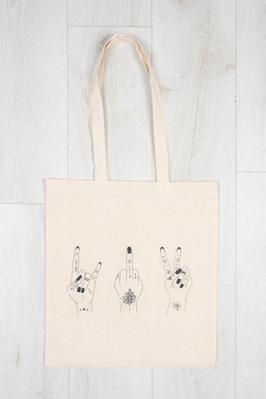 Limited Edition Little Lies Tote - 100% Cotton Cream tote bag with Little Lies logo and little lies hand artwork
