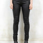 Model Wearing Edge of Darkness Skinnies - Black Skinnies with Front button and zip closure with true pockets