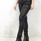 Model Wearing Edge of Darkness Skinnies - Black Skinnies with Front button and zip closure with true pockets