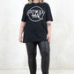 Model wearing Black Fleetwood Mac Classic Logo T-shirt - Black Fleetwood Mac Band Tee with white band logo