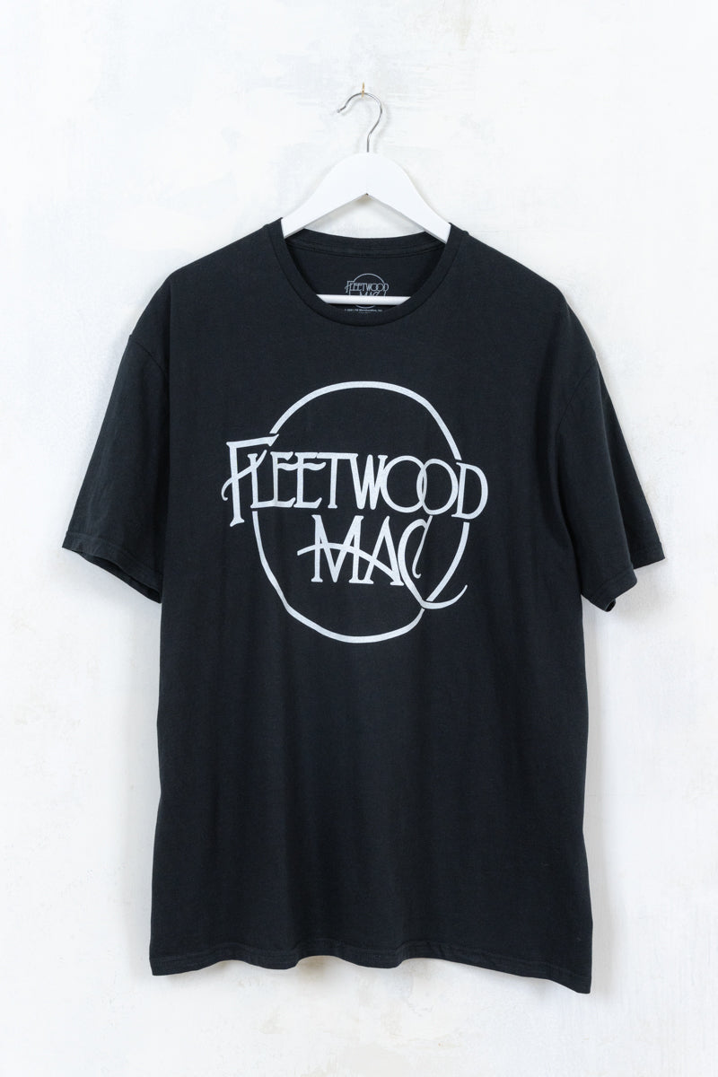 Black Fleetwood Mac Classic Logo T-shirt - Black Fleetwood Mac Band Tee with white band logo