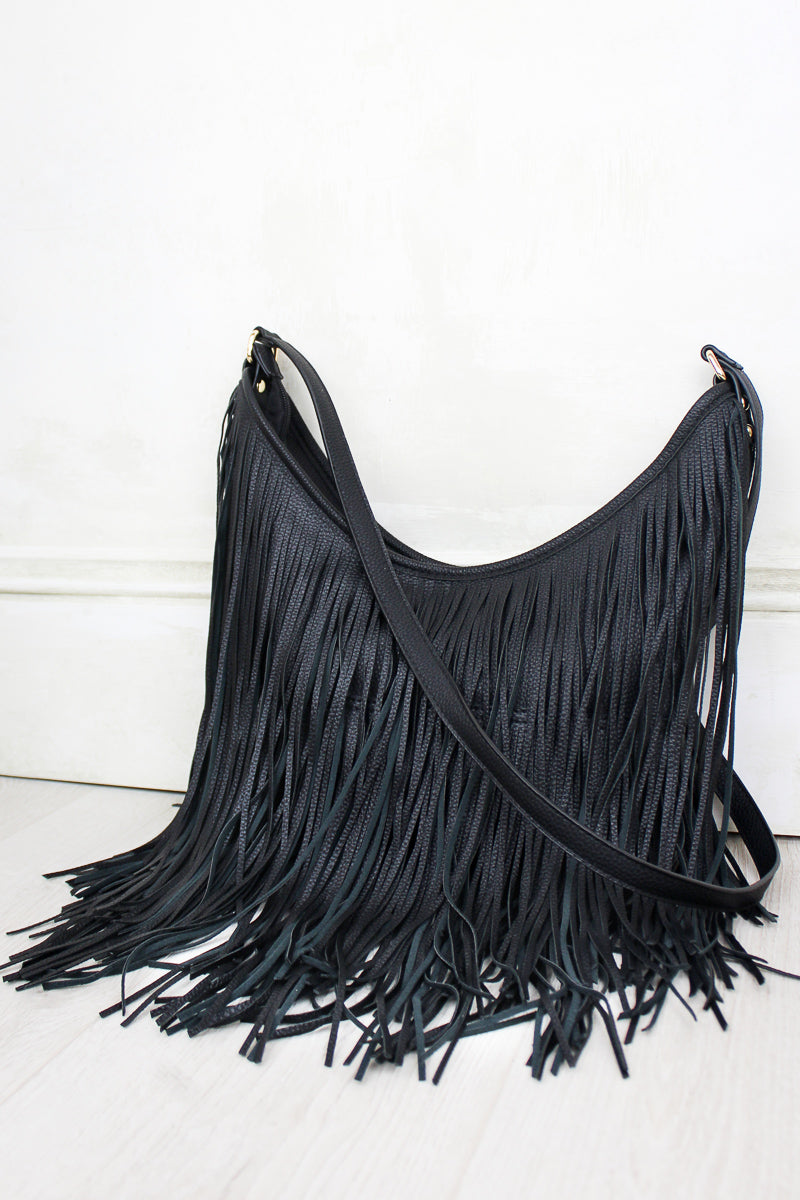 Rhiannon Black Fringed Bag