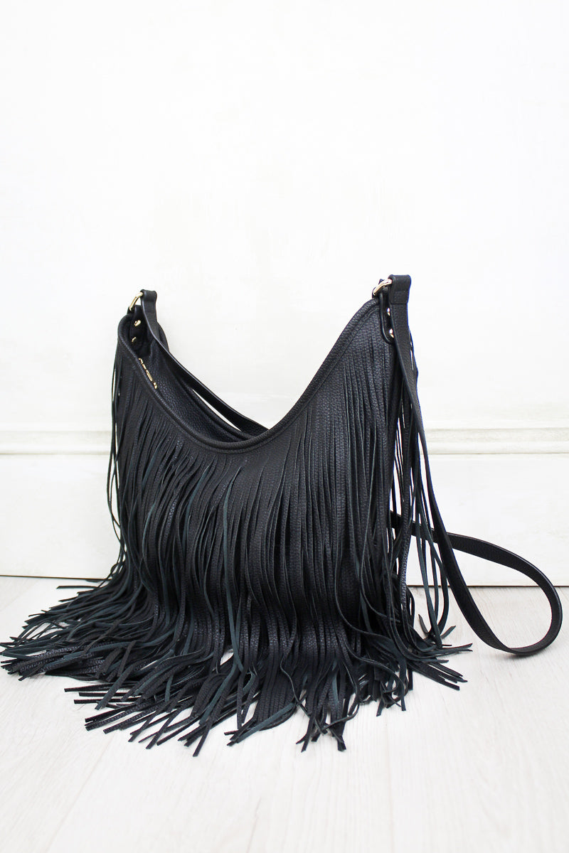Rhiannon Black Fringed Bag