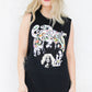 model wearing Led Zeppelin III Vest  - led zeppelin album cover band tee vest